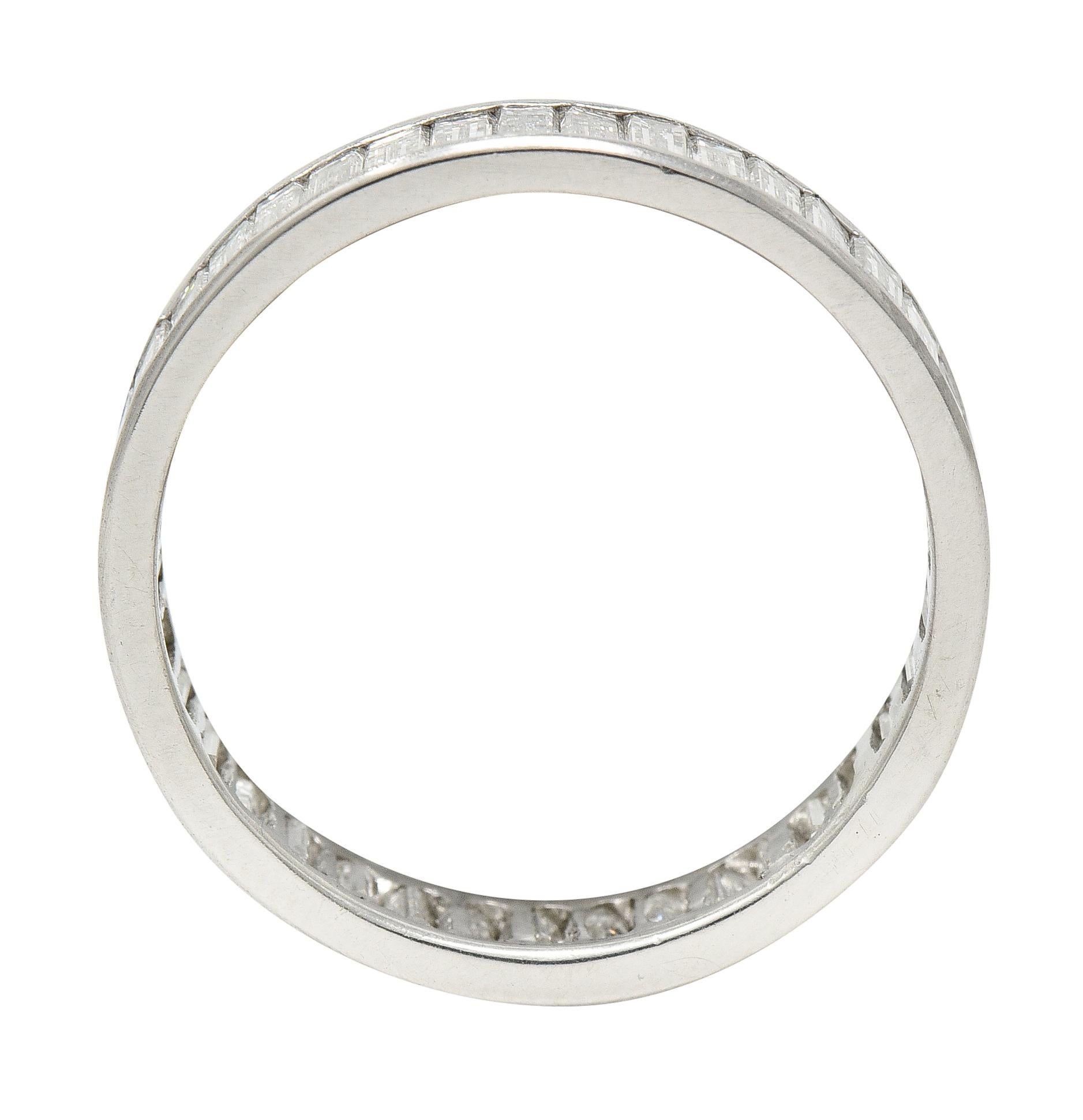 Baguette Cut Mid-Century 2.70 Carats Diamond Platinum Eternity Wedding Band Ring