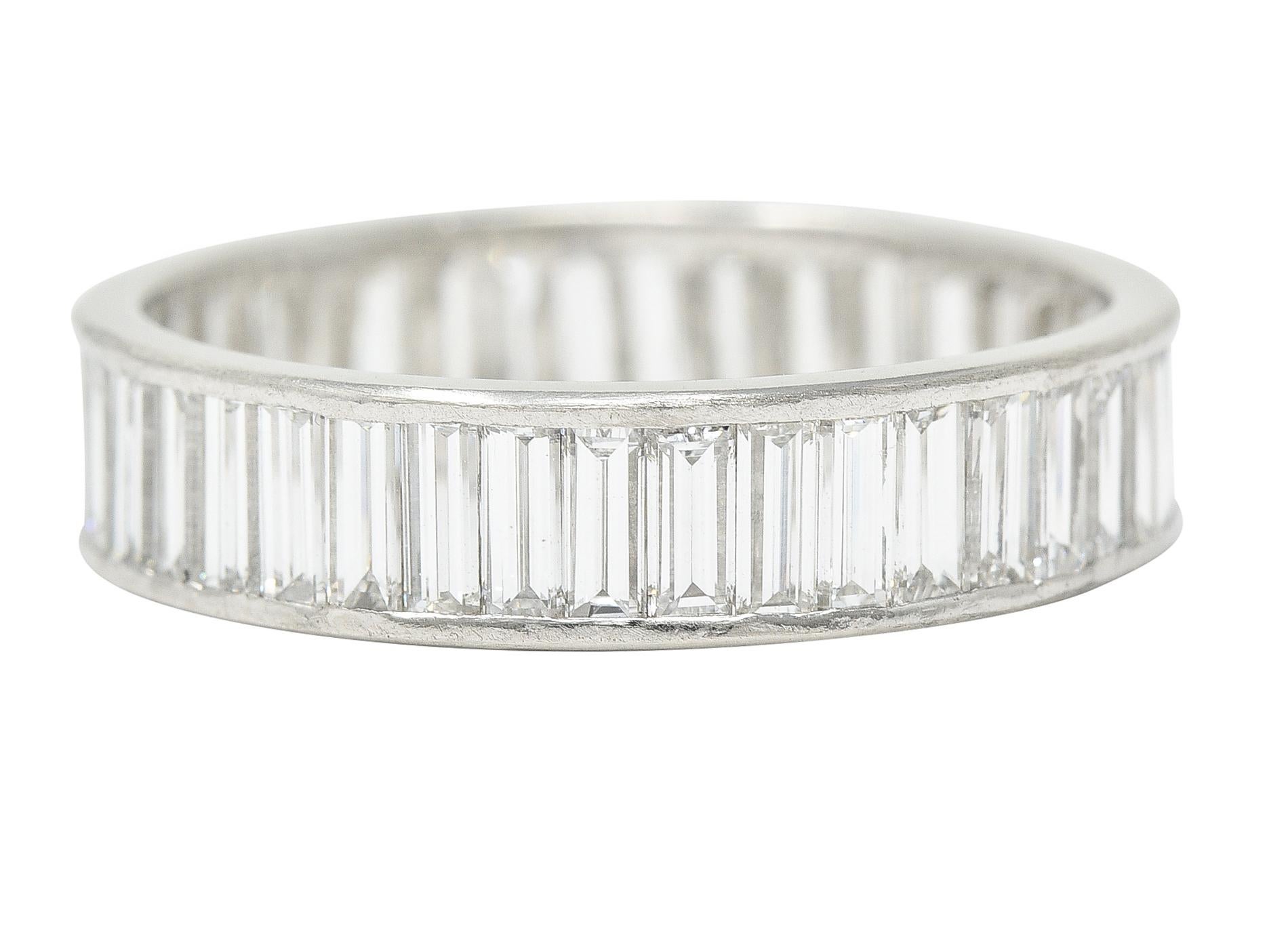 Mid-Century 2.70 Carats Diamond Platinum Eternity Wedding Band Ring In Excellent Condition In Philadelphia, PA