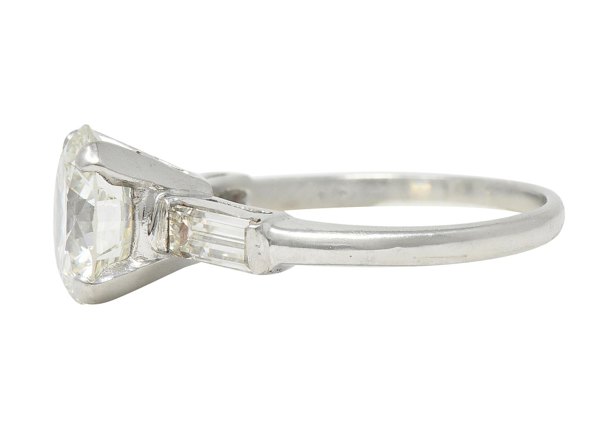 Mid-Century 2.74 CTW Transitional Cut Diamond Platinum Engagement Ring GIA 1