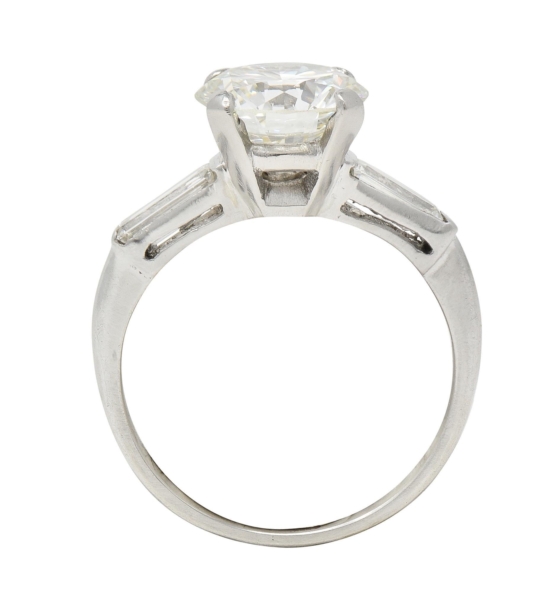 Mid-Century 2.74 CTW Transitional Cut Diamond Platinum Engagement Ring GIA 3