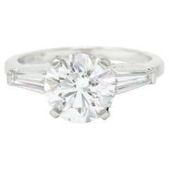 Mid-Century 2.75 Carats Diamond Platinum Engagement Ring GIA