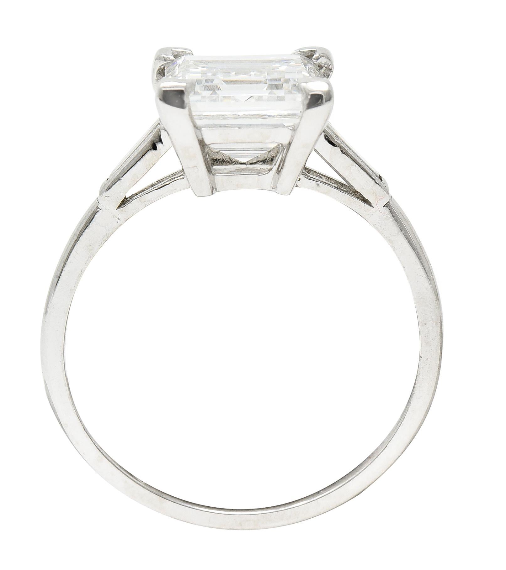 Mid-Century 2.78 Carats Square Step Cut Diamond Platinum Engagement Ring GIA 3