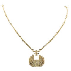 Mid Century 2.80 Ct Diamond Necklace Signed Fontana 18 KT