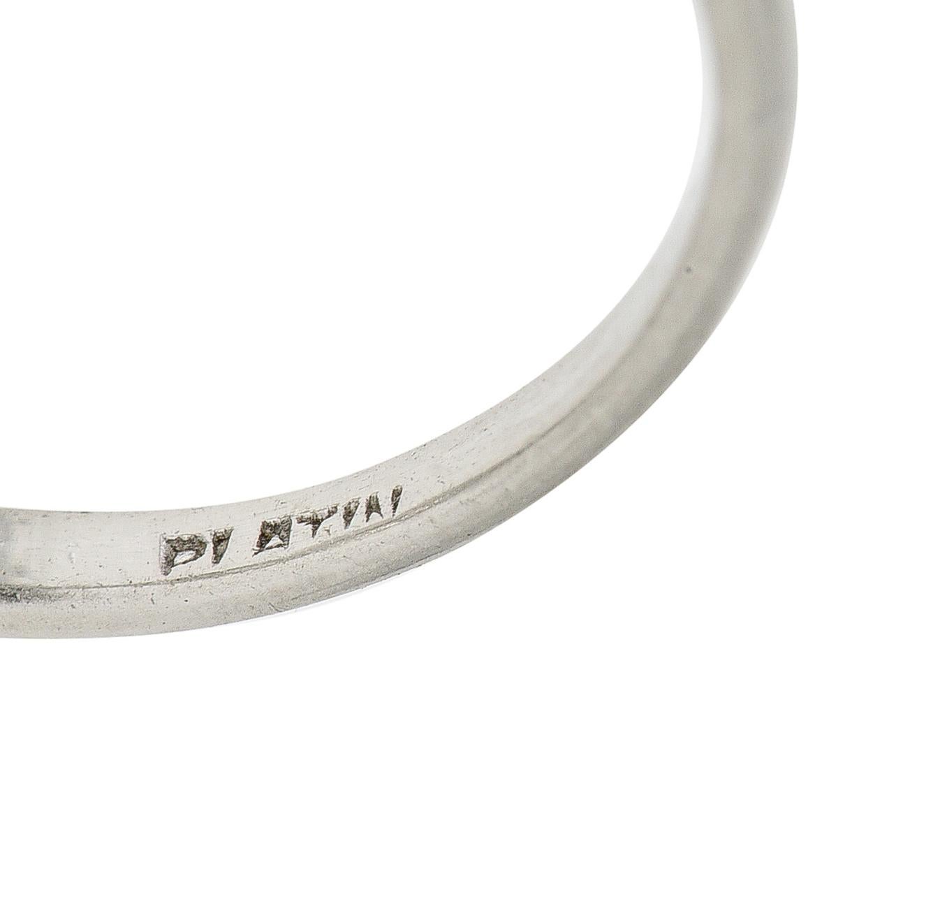Mid-Century 2.84 CTW Old European Cut Diamond Platinum Ribbon Engagement Ring For Sale 4