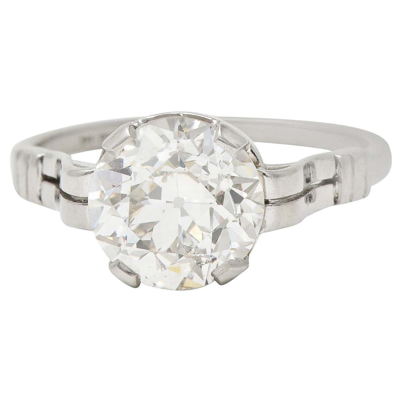 Mid-Century 2.84 CTW Old European Cut Diamond Platinum Ribbon ...