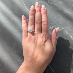 Mid-Century 2.88 CTW Diamond Platinum Vintage Three Stone Engagement Ring GIA