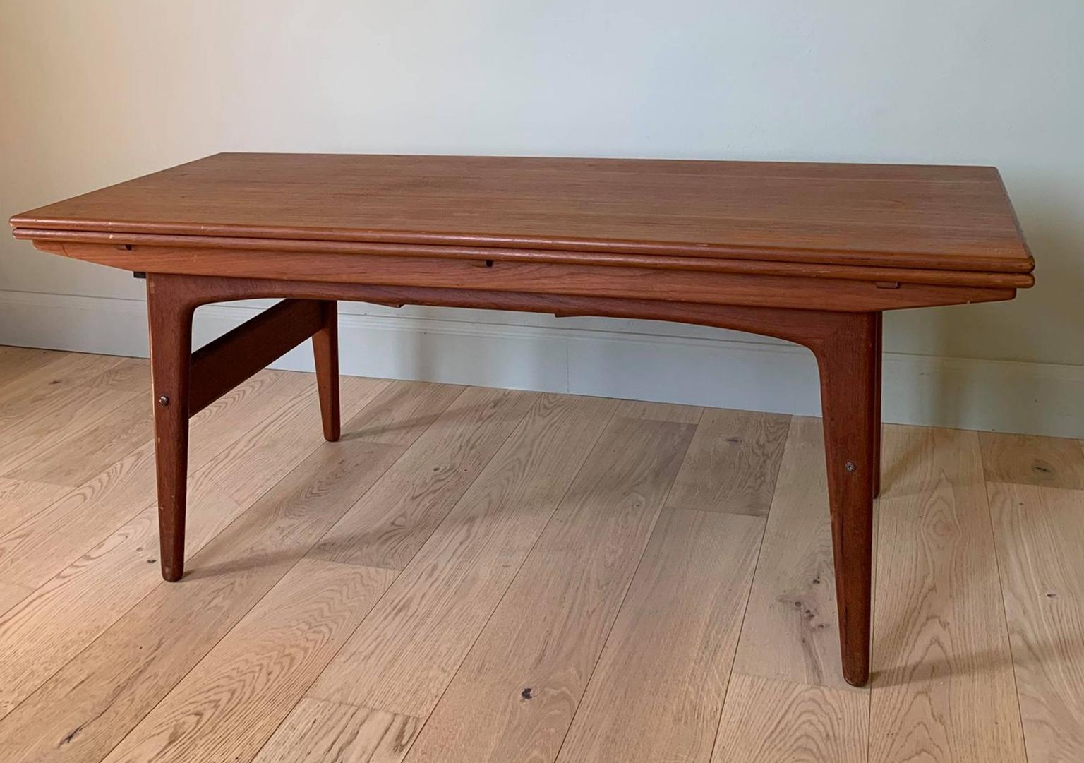 Wood Mid-Century 3 Fonctions Table/Console/Coffee Table by Kai Kristiansen, Denmark For Sale