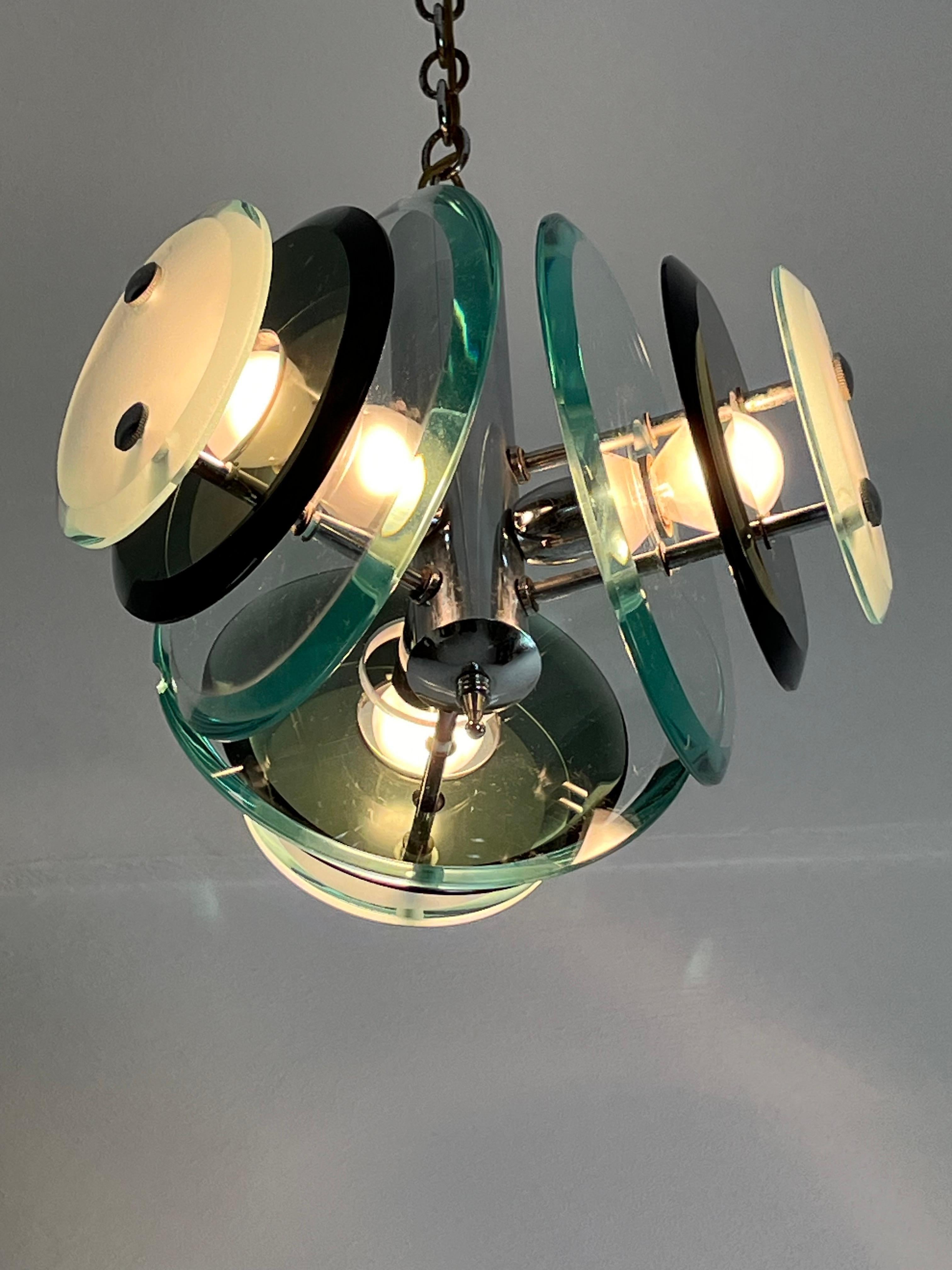 Lustre à 3 lumières du milieu du siècle, modèle « Satellite » attribué à VECA, années 1960 Bon état - En vente à Palermo, IT