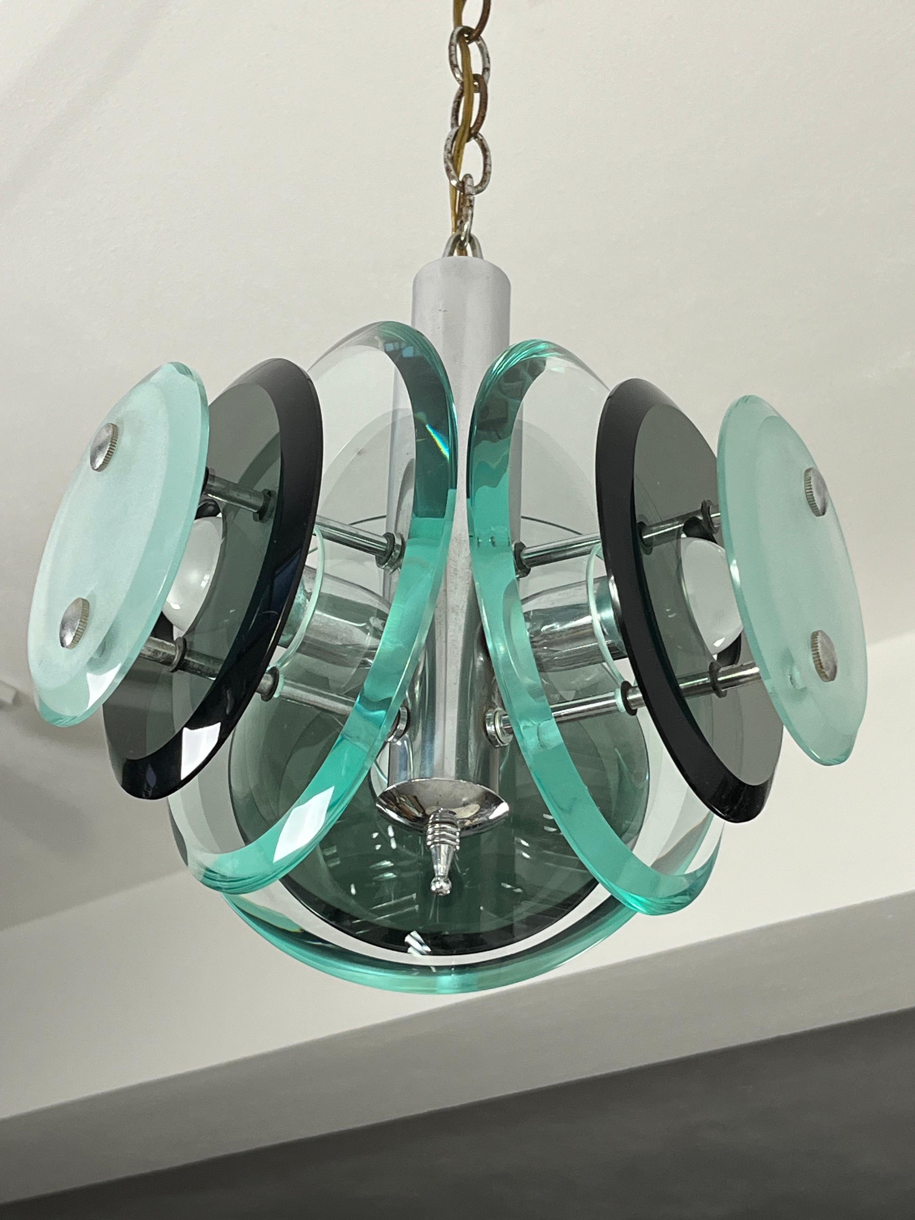 Milieu du XXe siècle Lustre à 3 lumières du milieu du siècle, modèle « Satellite » attribué à VECA, années 1960 en vente