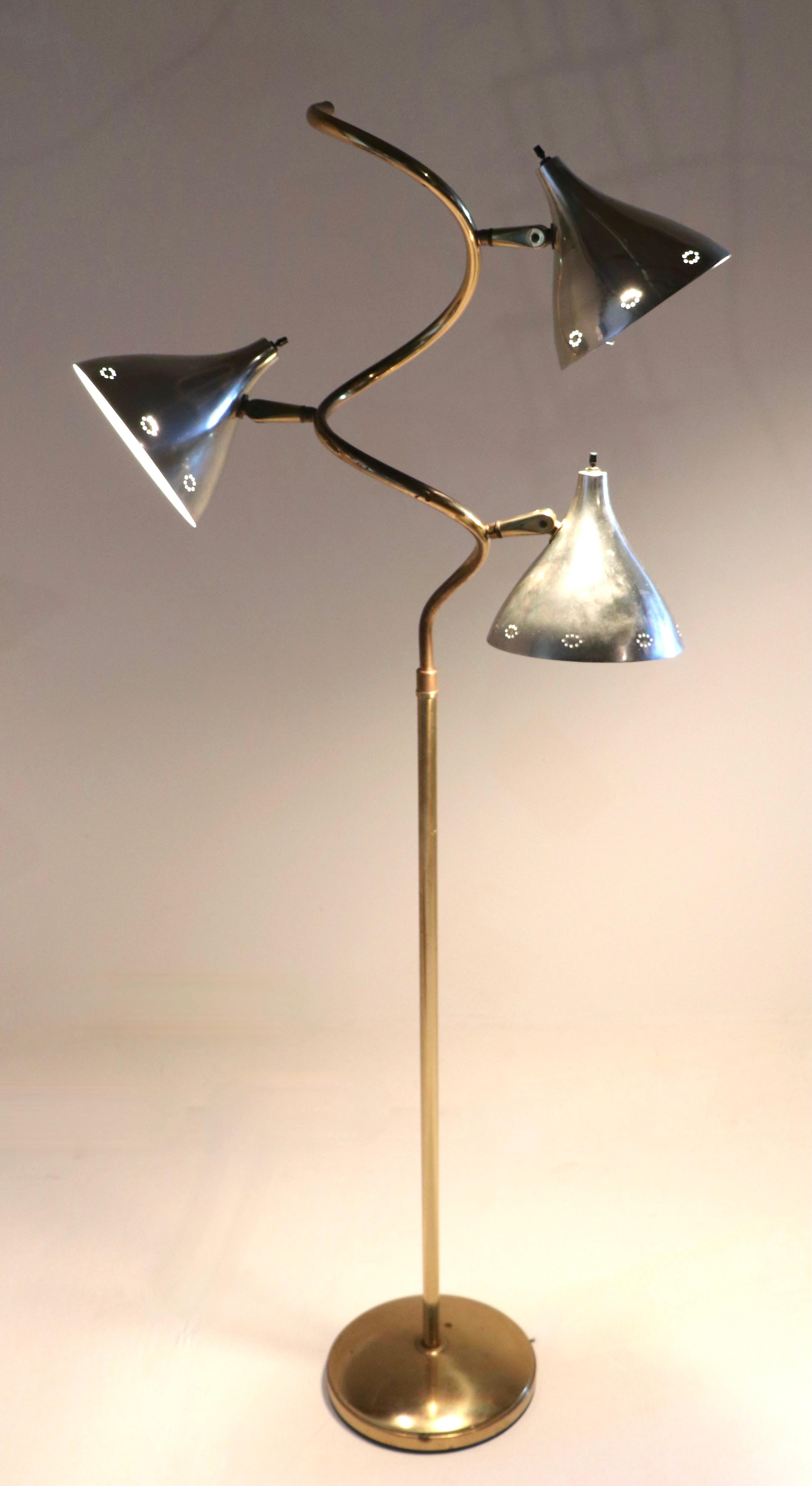 Mid Century 3 Light Floor Lamp by Thurston For Sale 7