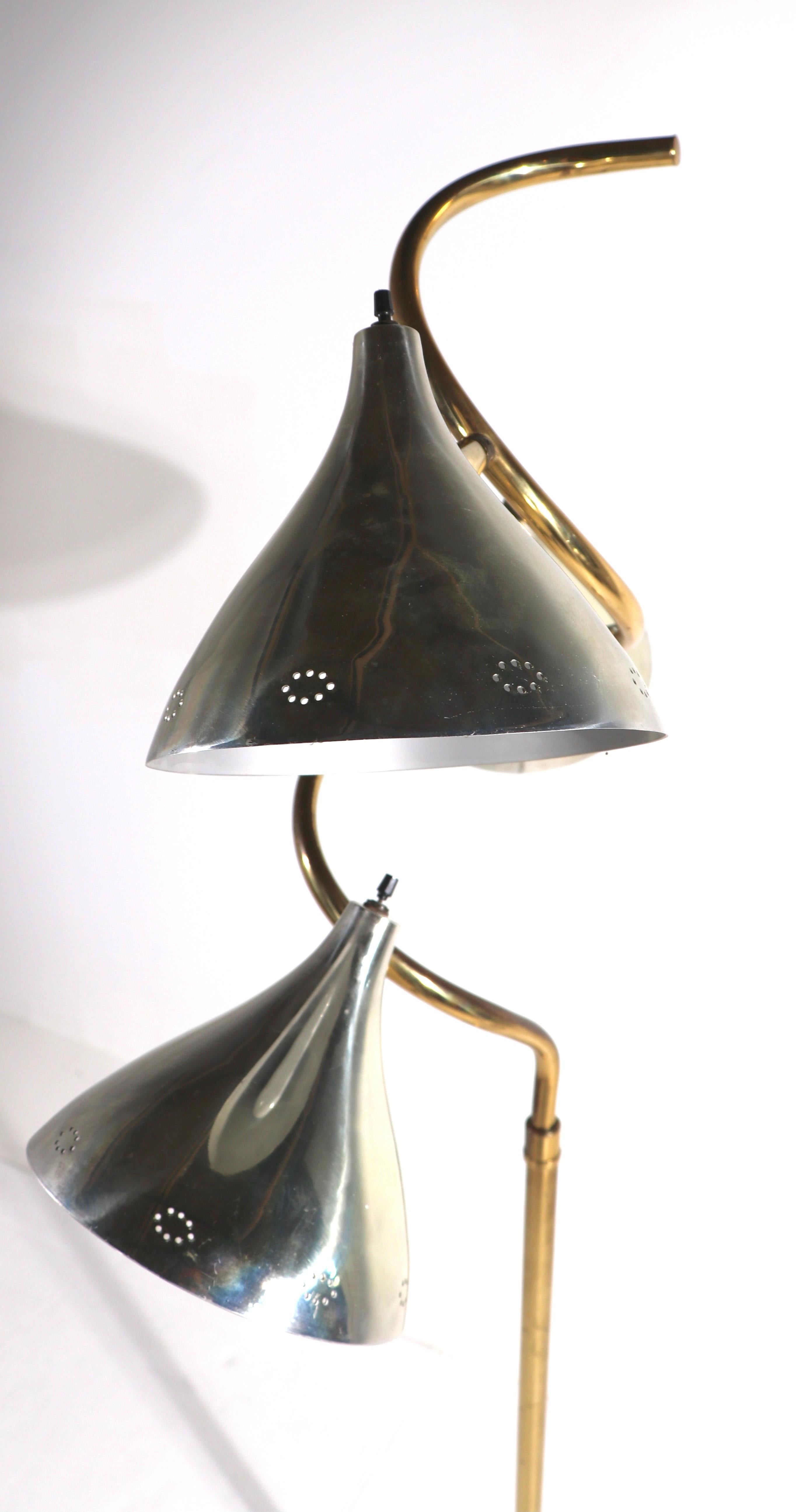 20th Century Mid Century 3 Light Floor Lamp by Thurston For Sale