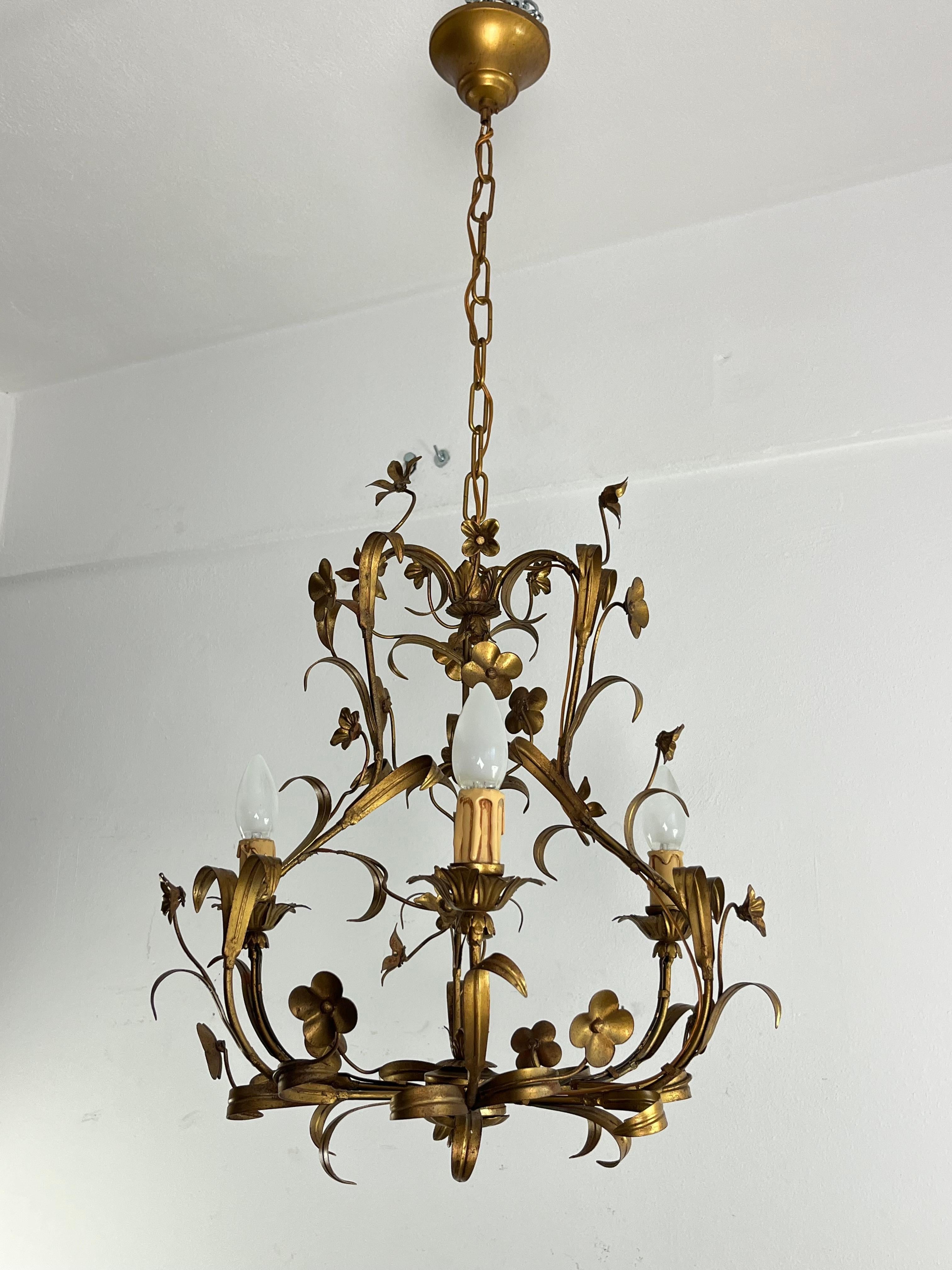 Lampadario a 3 luci in ferro battuto di metà secolo, Made in Italy 1960
Buone condizioni, lampade e14.