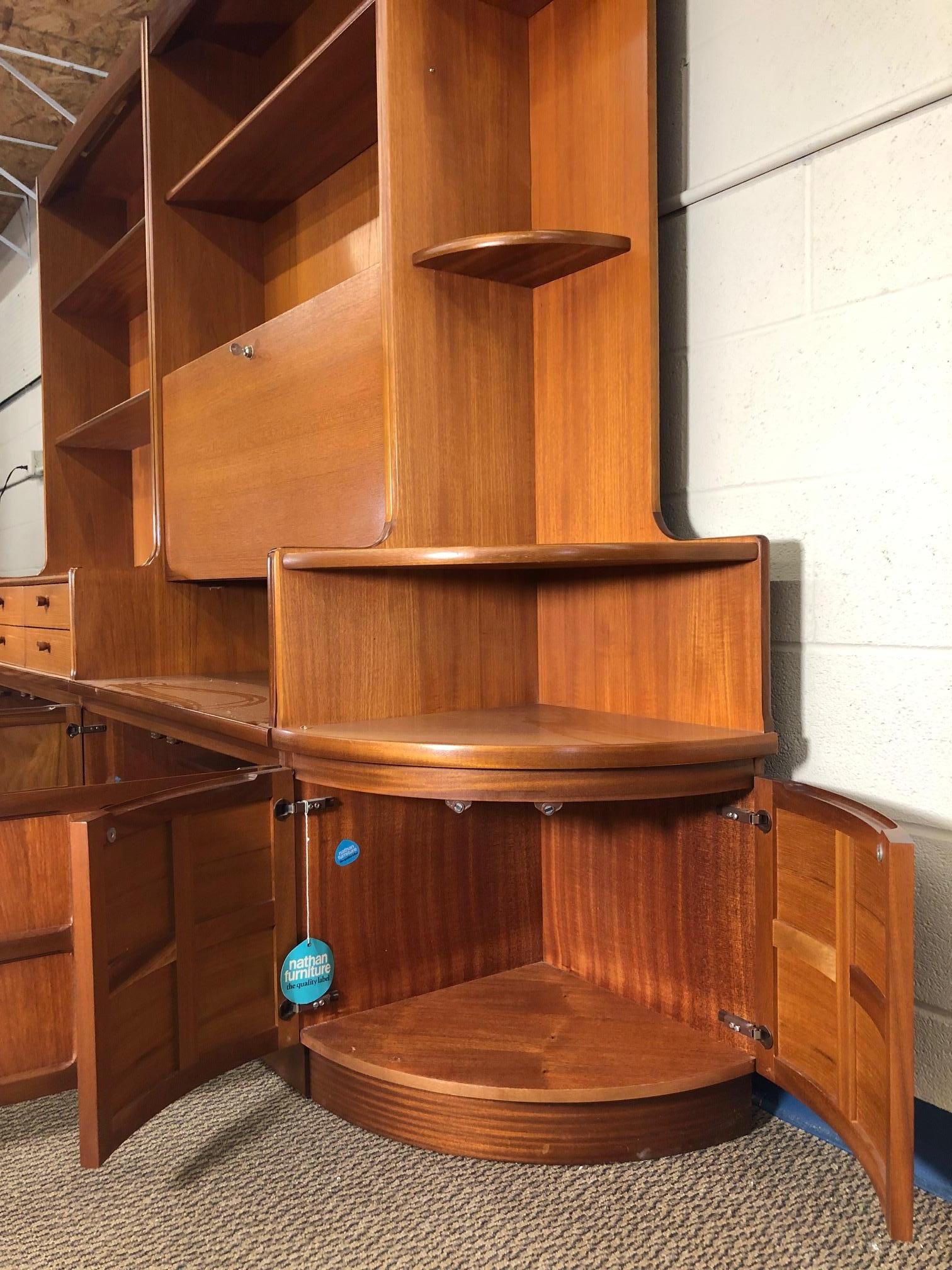 Midcentury 3-Piece Teak Wall Unit by Nathan Furniture For Sale 1