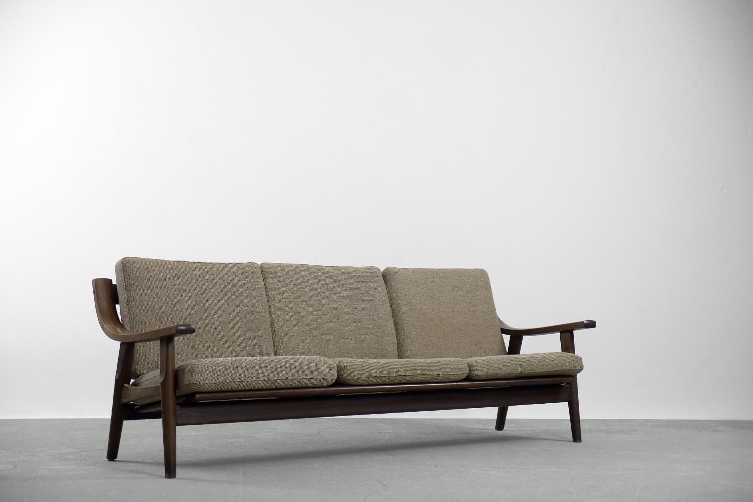 Vintage Mid-Century Modern 3-Seat Sofa & Armchair by Hans J. Wegner for Getama For Sale 5