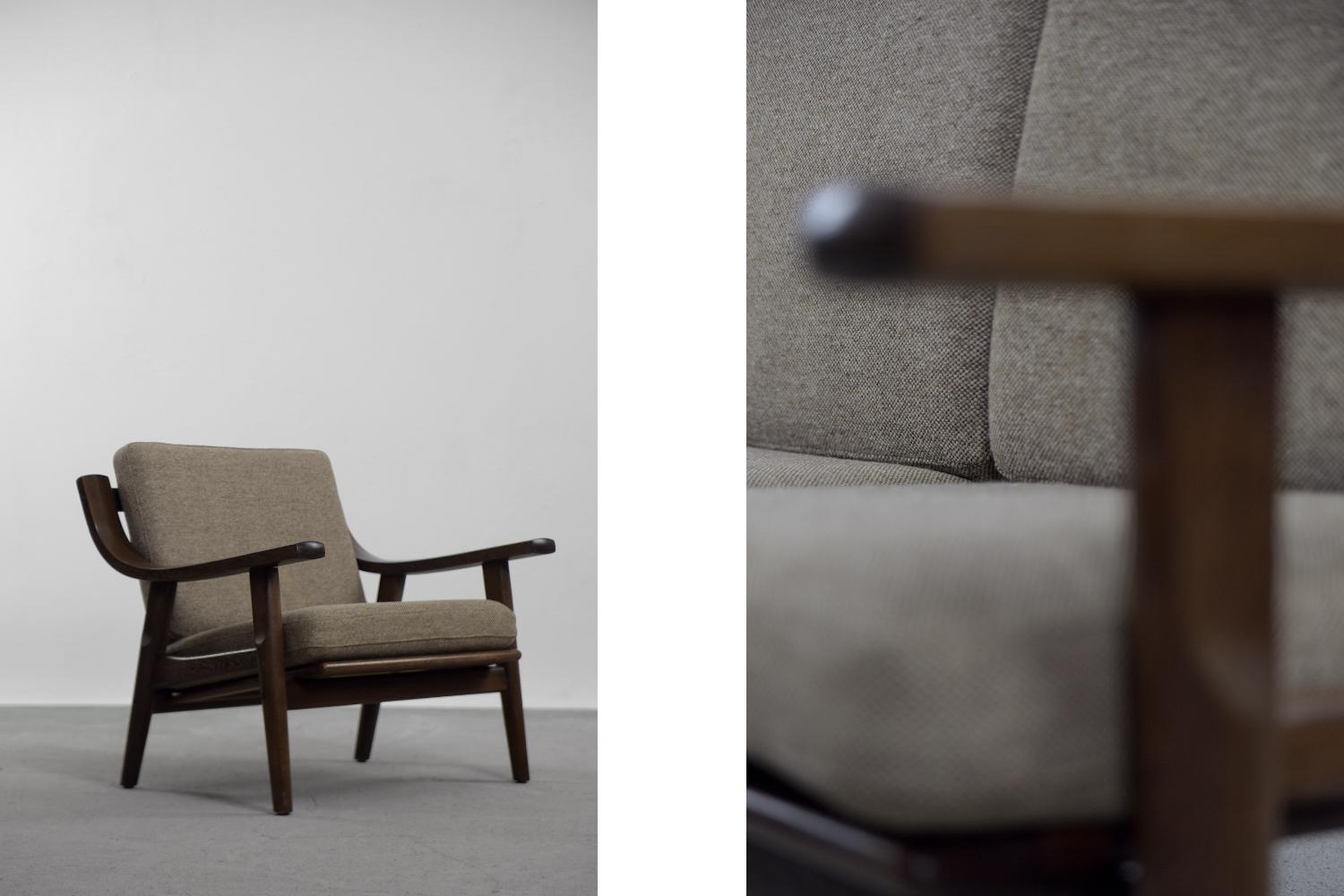 Mid-20th Century Vintage Mid-Century Modern 3-Seat Sofa & Armchair by Hans J. Wegner for Getama For Sale