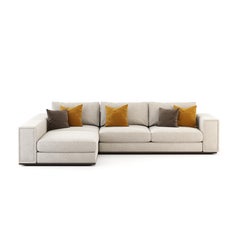 Sofá Sublime de 3 plazas con Chaise Longue de Mitad de Siglo fabricado con Madera y Textil