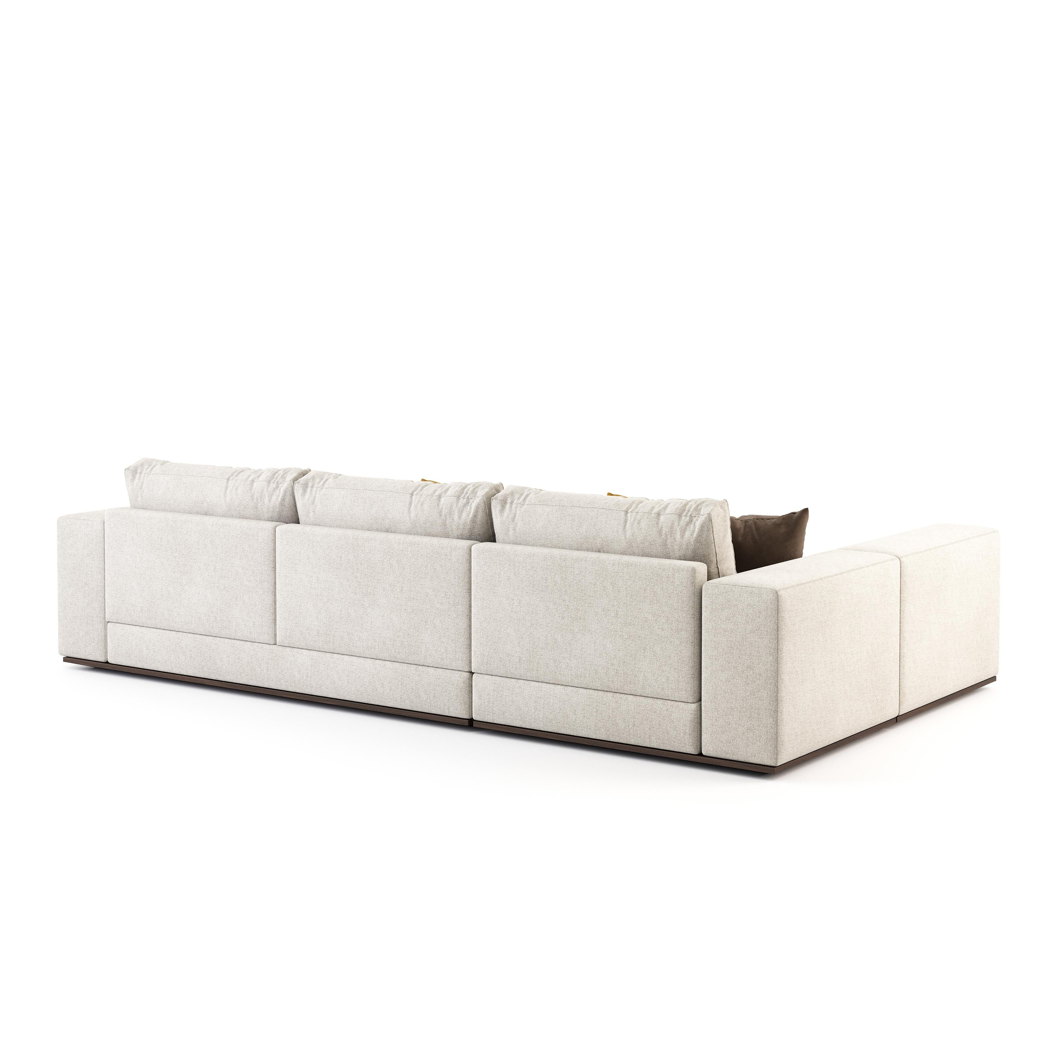Mid-Century-Sofa mit 3 Sitzen und Chaise Longue Sublime aus Holz und Textilien (Portugiesisch) im Angebot