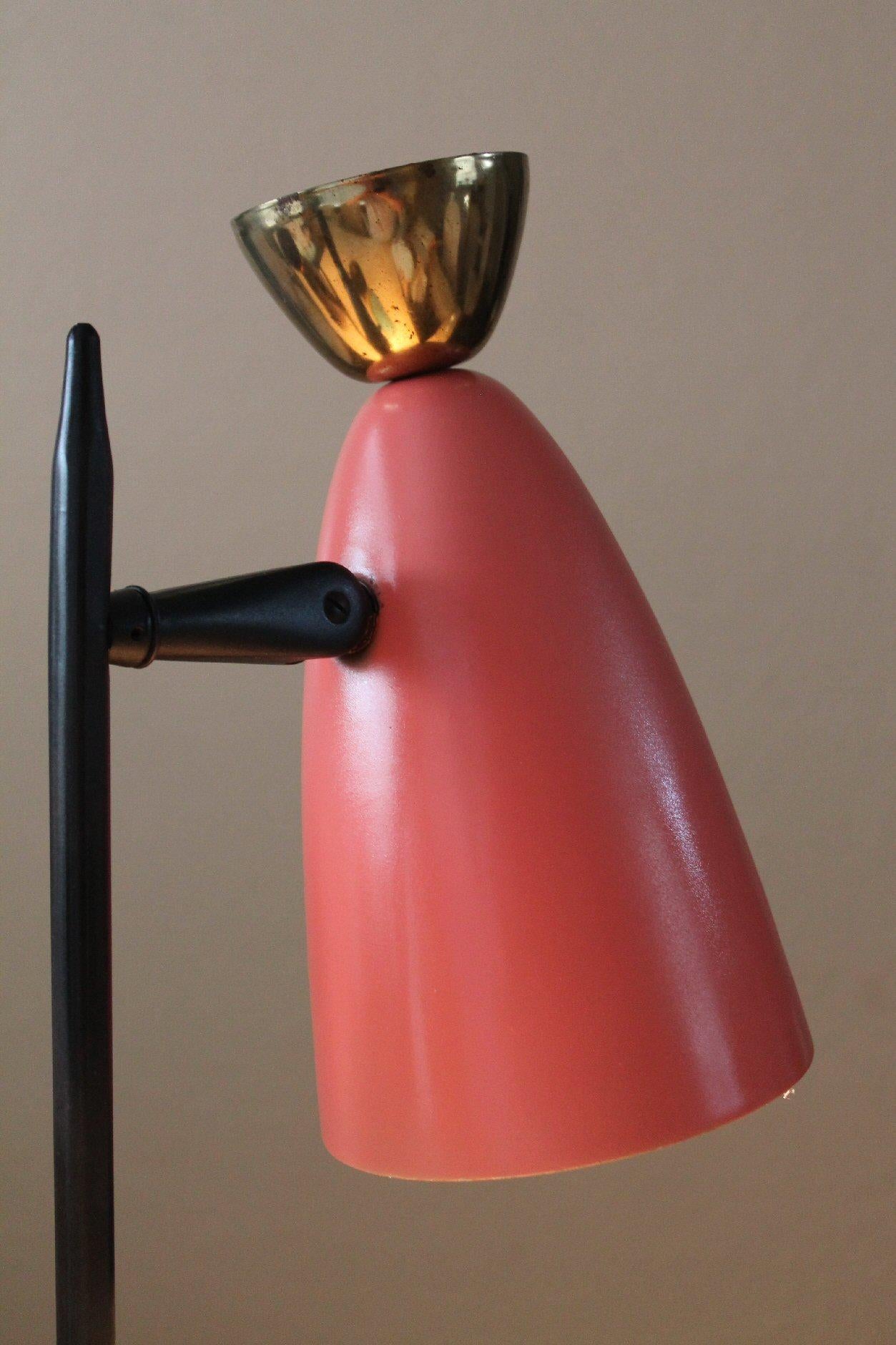 American Mid Century 3-Shade Table Lamp. Lightolier Thurston Triennale Italian Style 1950