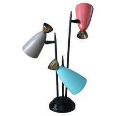 Mid Century 3-Shade Table Lamp. Lightolier Thurston Triennale Italian Style 1950