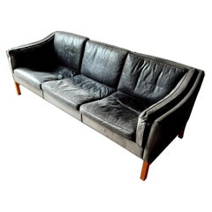 Mid-Century 3-Sitzer Ledersofa von Grant Mobelfabrik / Dänemark