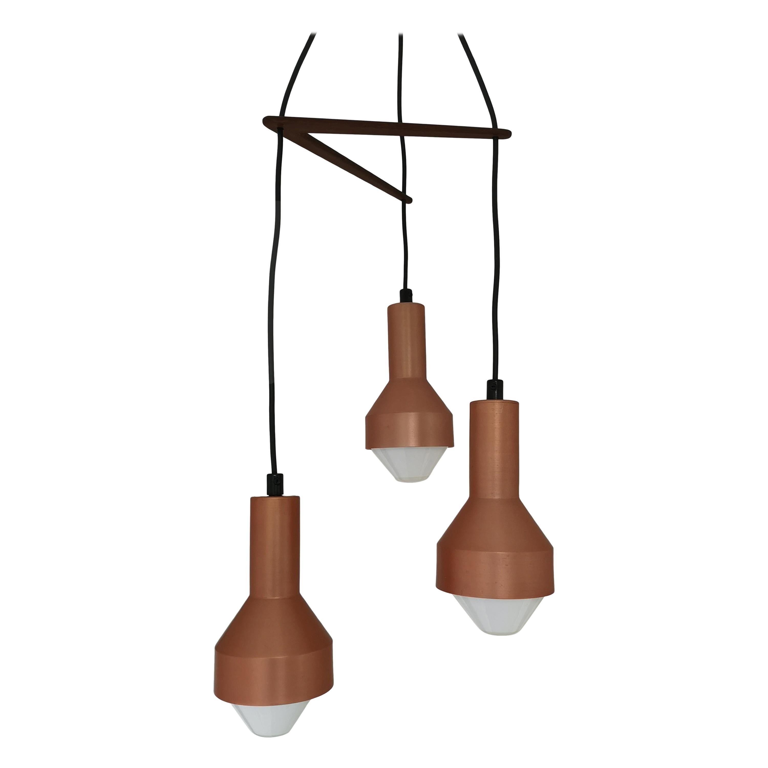 Midcentury 3-Tier Chandelier by Tapio Wirkkala for Idman, Copper Anodized For Sale
