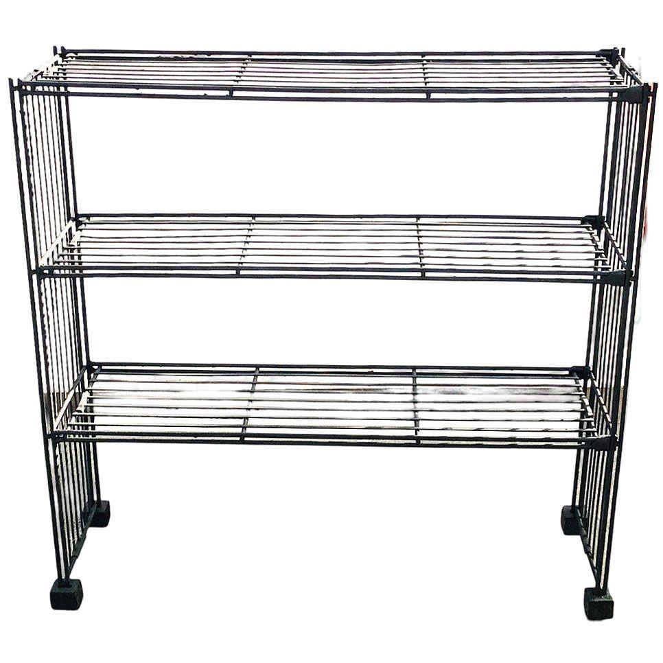 American Mid-Century 3-Tier Iron Wire Art Display Shelf Bookshelf For Sale