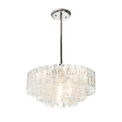 Mid-Century 3-Tier Textural Prism Murano Glass Pendant by Fratelli Toso Vetreria