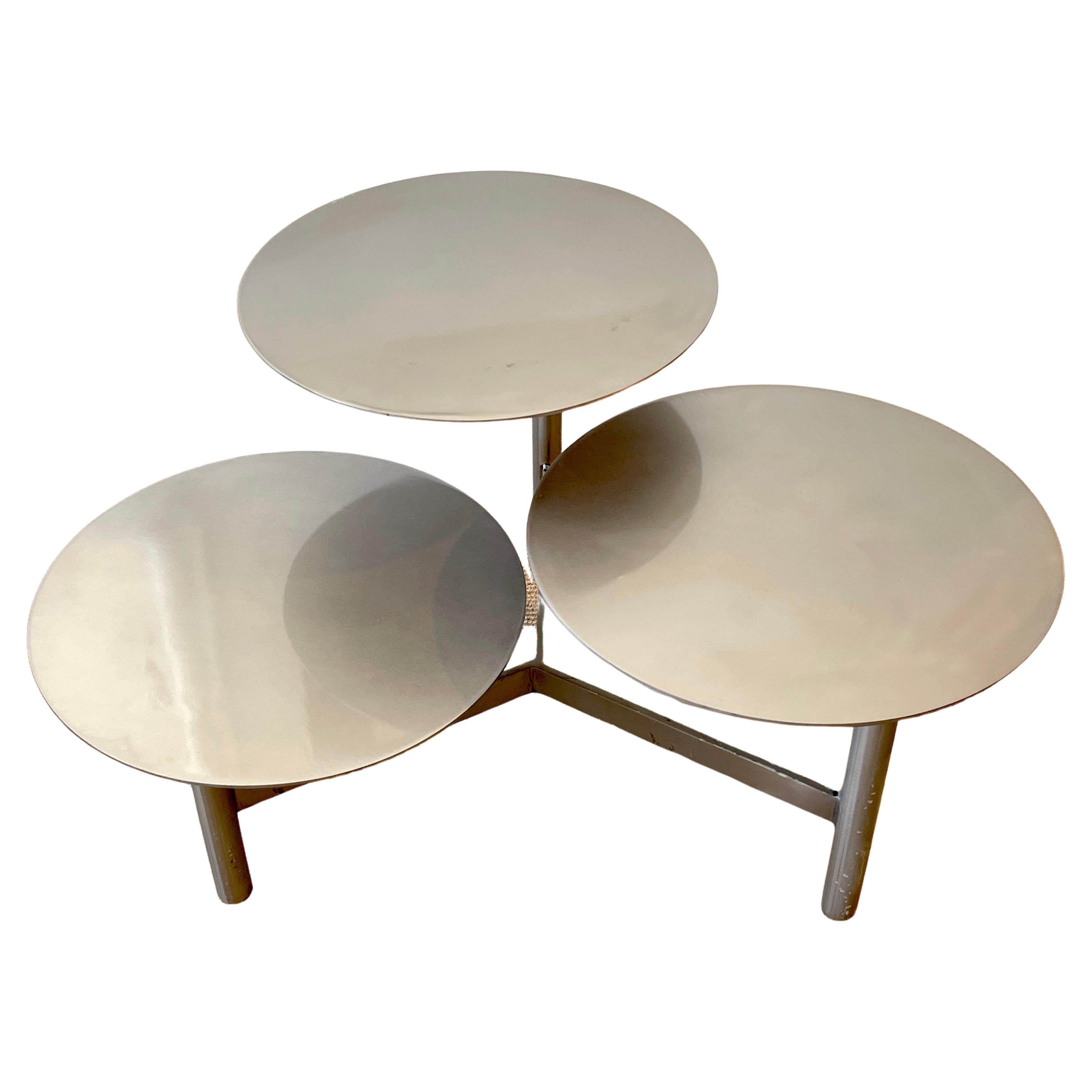 Mid Century 3-Tiered Steel Kinetic Coffee Table/Side Table For Sale