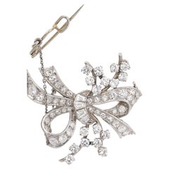 Mid Century 3.00 carat diamond platinum brooch