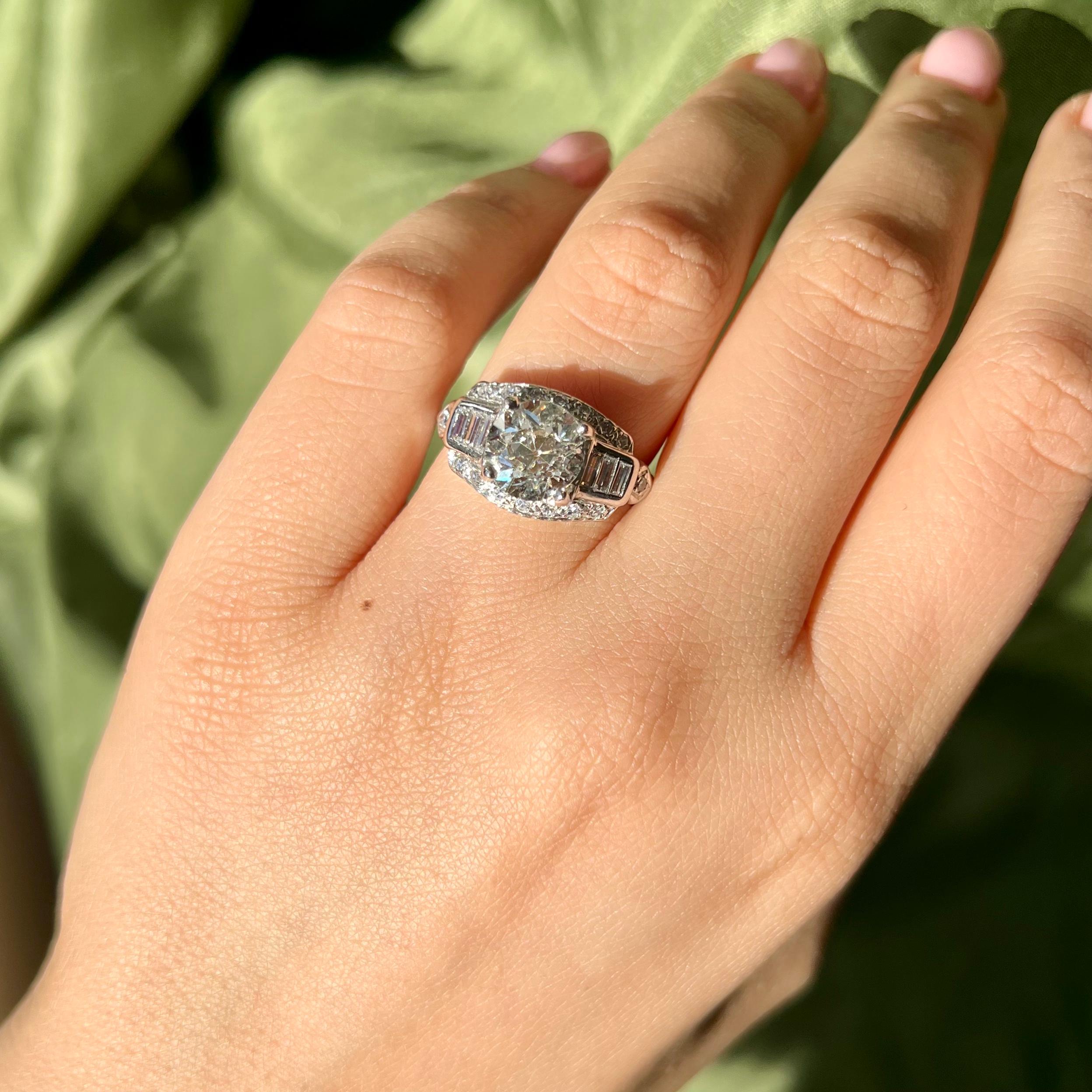 Art Deco Mid-Century 3.00 Ct. Diamond Engagement Ring I / I1