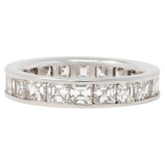 Mid-Century 3.00 CTW Emerald Cut Diamond Platinum Vintage Eternity Band Ring