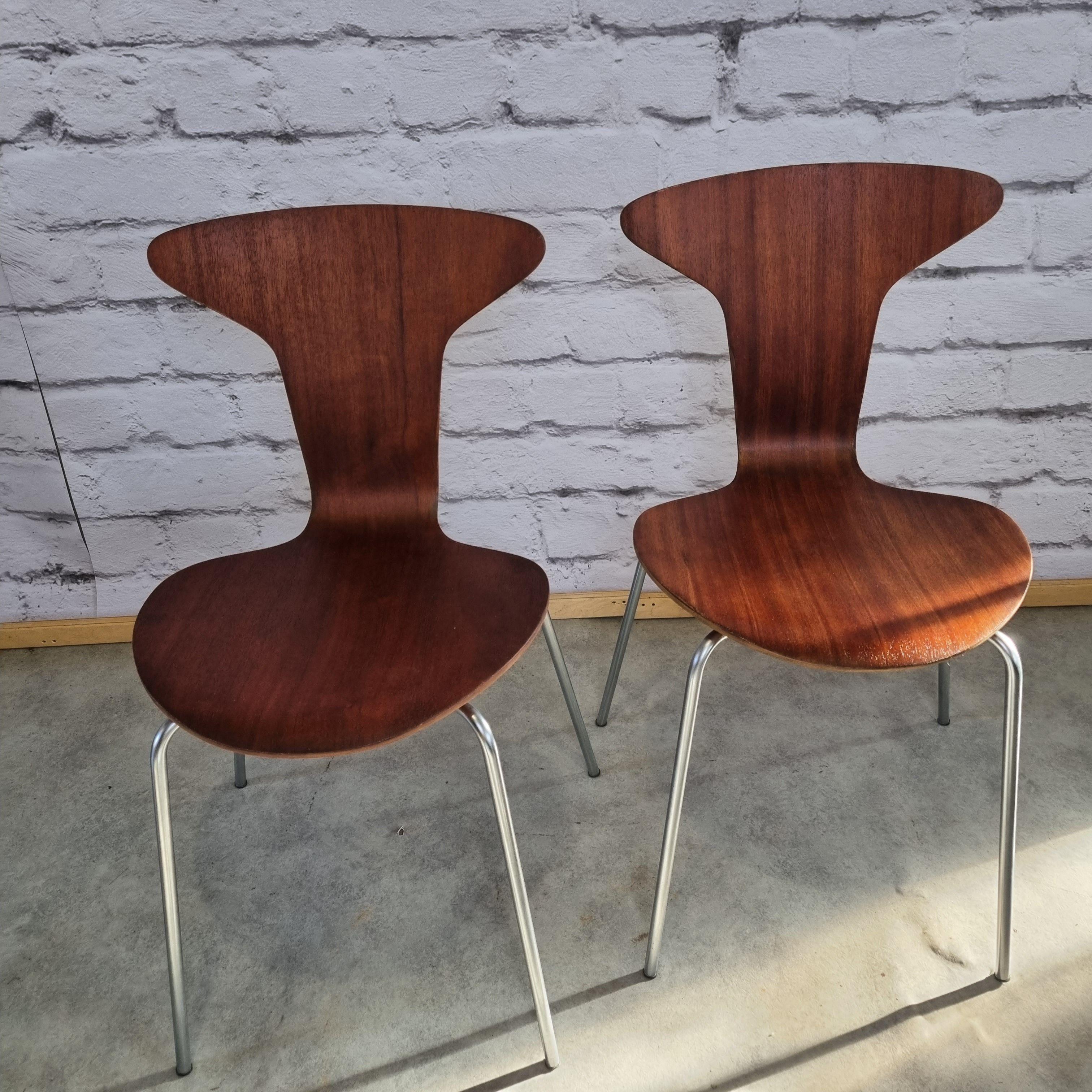 Danish Mid Century 3105 Mosquito Chairs by Arne Jacobsen for Fritz Hansen Set of 2