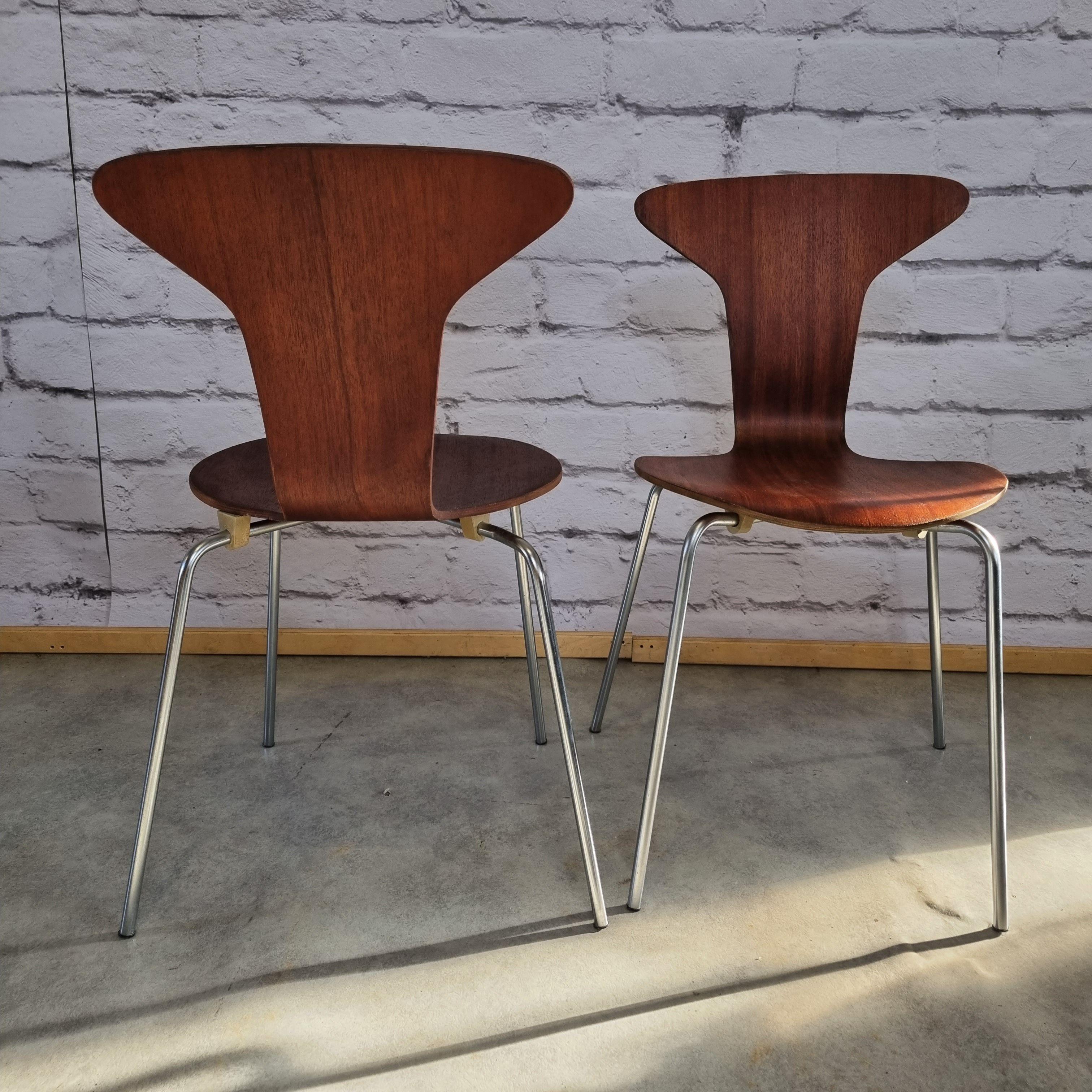 Teak Mid Century 3105 Mosquito Chairs by Arne Jacobsen for Fritz Hansen Set of 2