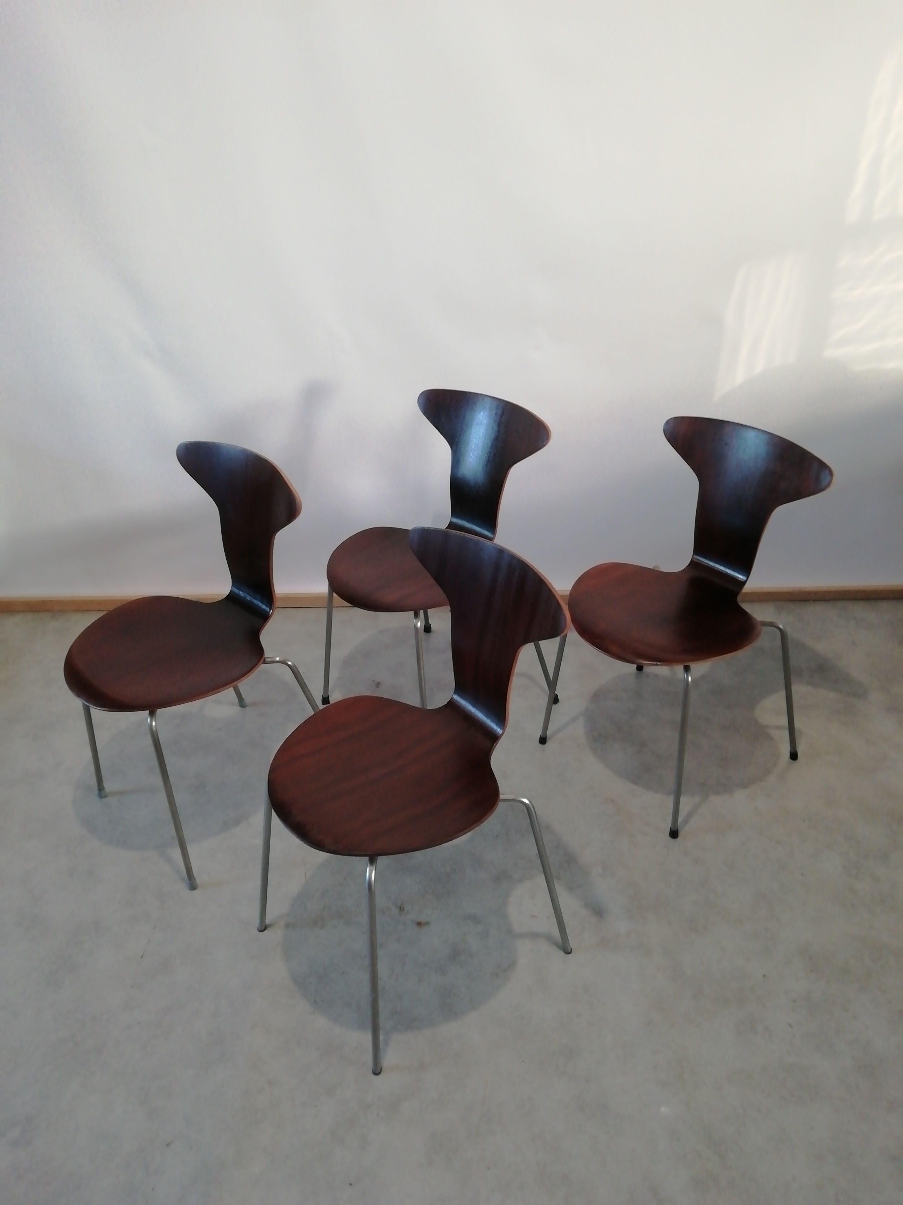 Mid-Century Modern Mid Century 3105 Mosquito Chairs by Arne Jacobsen for Fritz Hansen, Set of 4