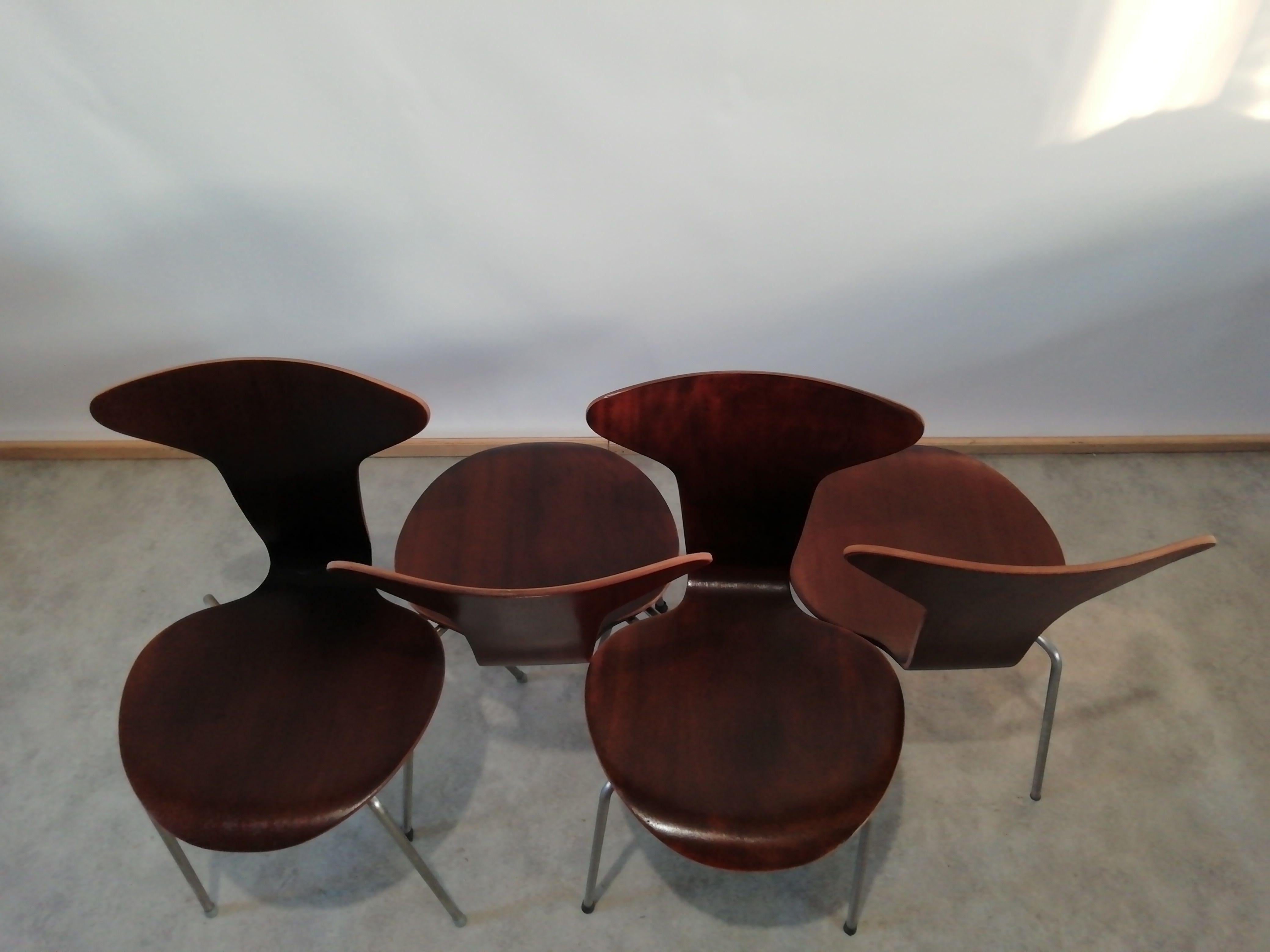 Mid Century 3105 Mosquito Chairs by Arne Jacobsen for Fritz Hansen, Set of 4 1