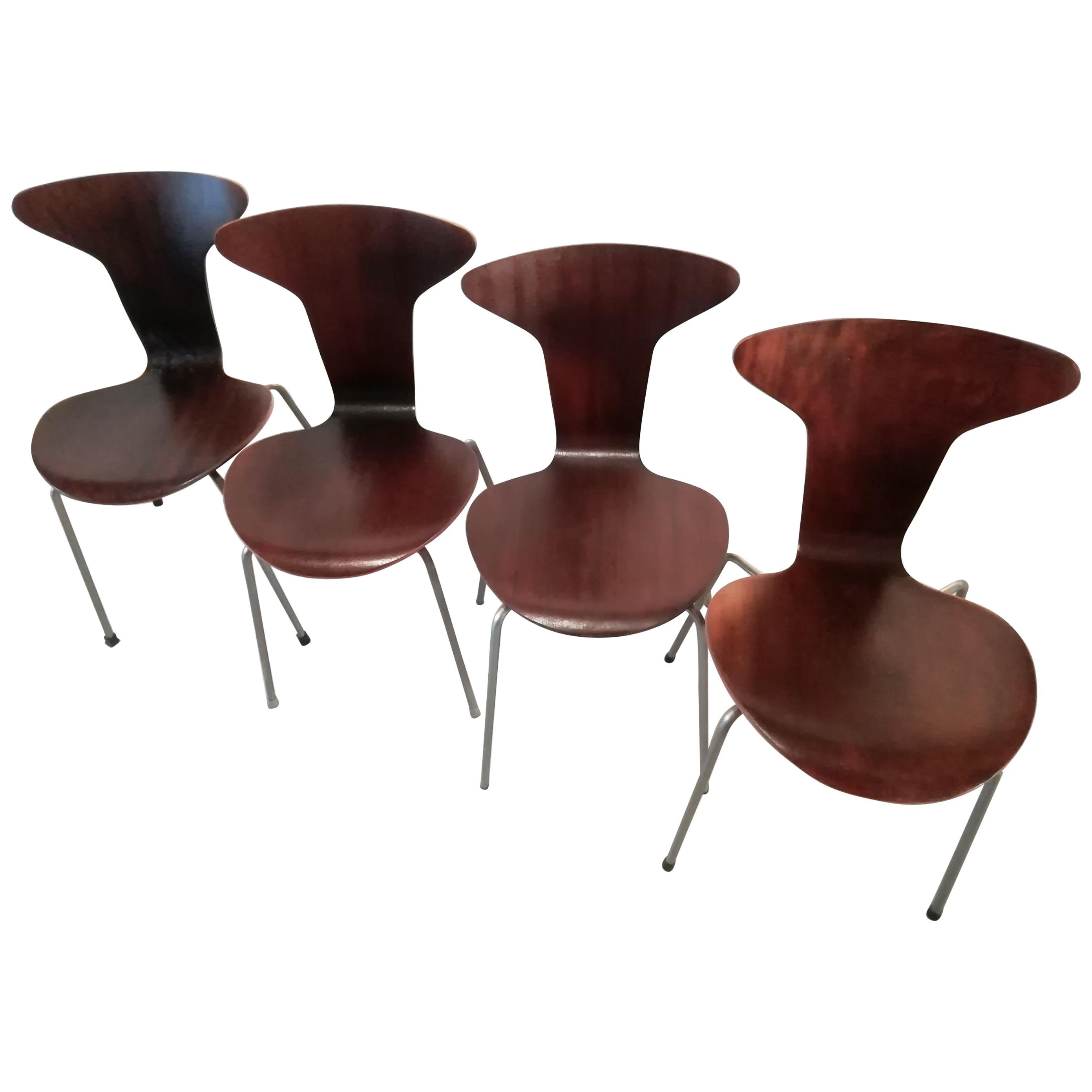 Mid Century 3105 Mosquito Chairs by Arne Jacobsen for Fritz Hansen, Set of 4