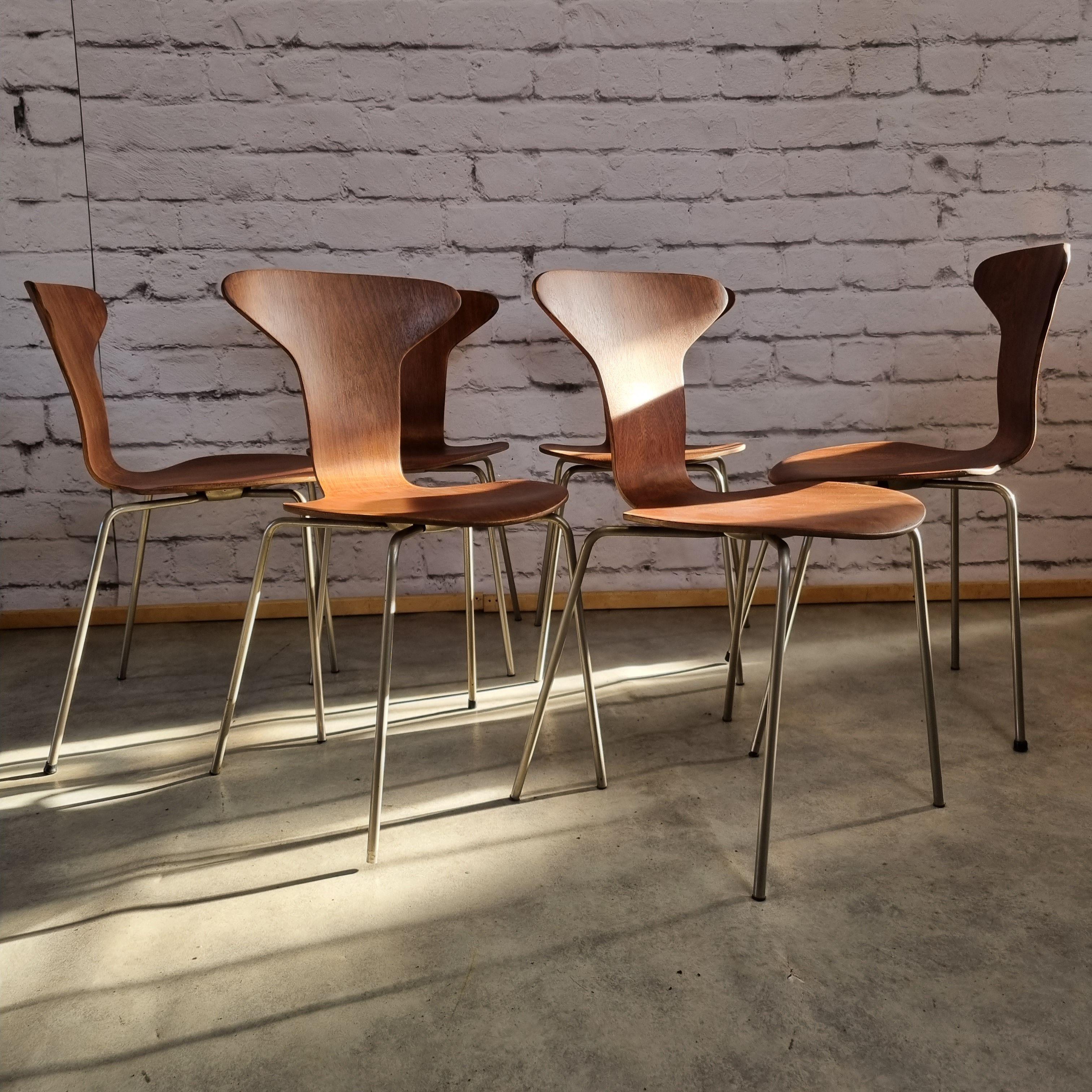 Mid Century 3105 Mosquito Chairs by Arne Jacobsen for Fritz Hansen Set of 6 6