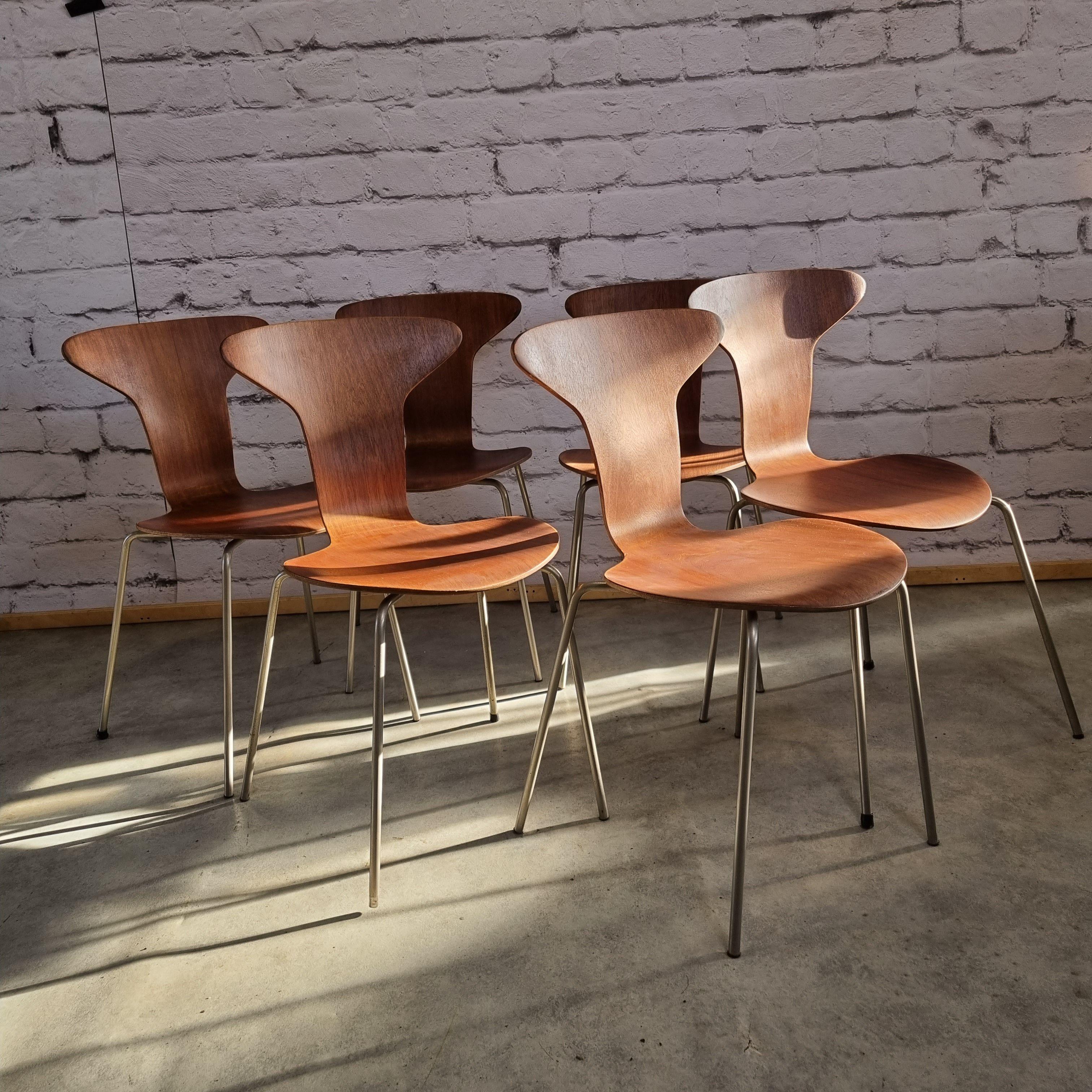 Mid Century 3105 Mosquito Chairs by Arne Jacobsen for Fritz Hansen Set of 6 8