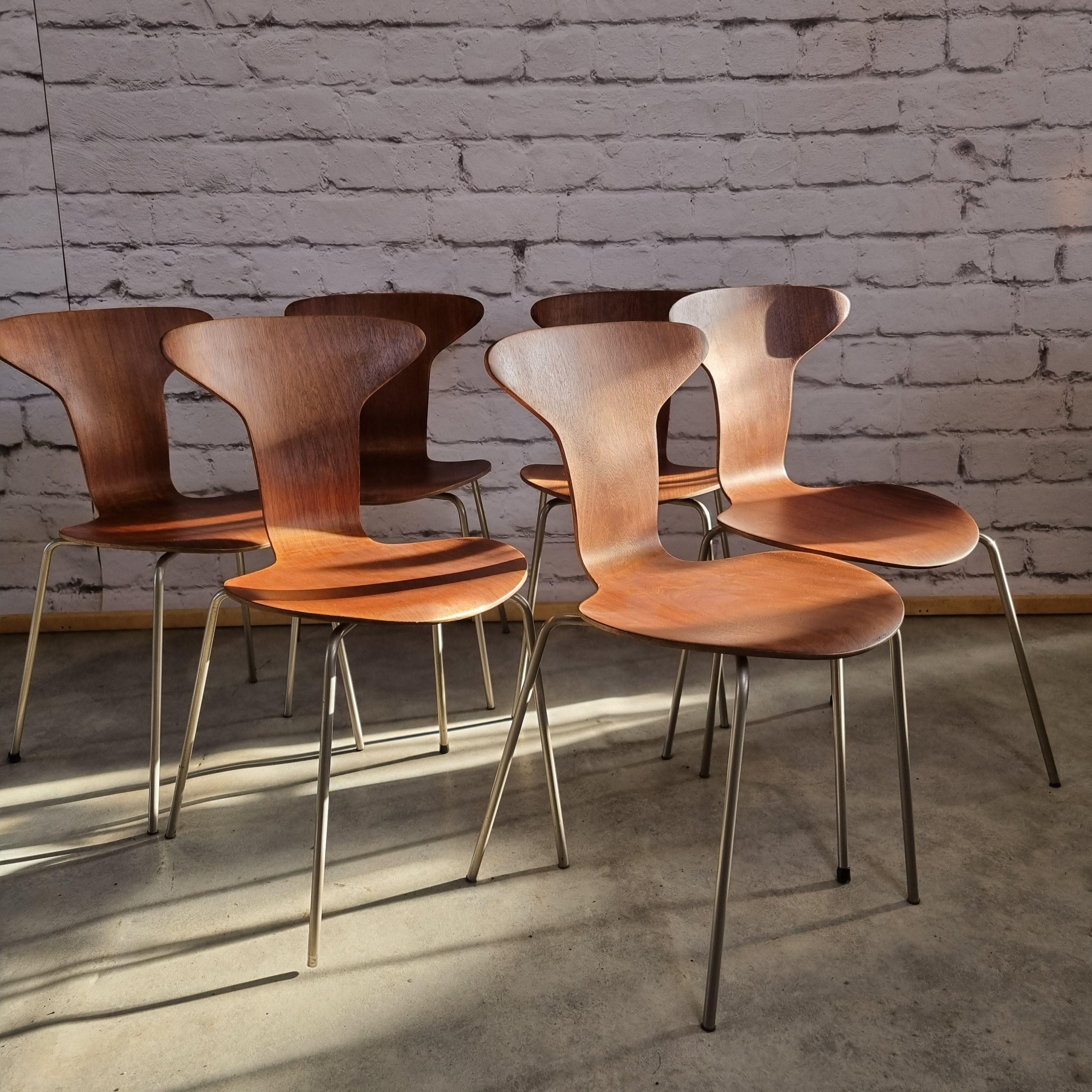 Mid Century 3105 Mosquito Chairs by Arne Jacobsen for Fritz Hansen Set of 6 9