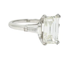 Mid-Century 3,26 CTW Step Cut Diamant Platin Verlobungsring GIA