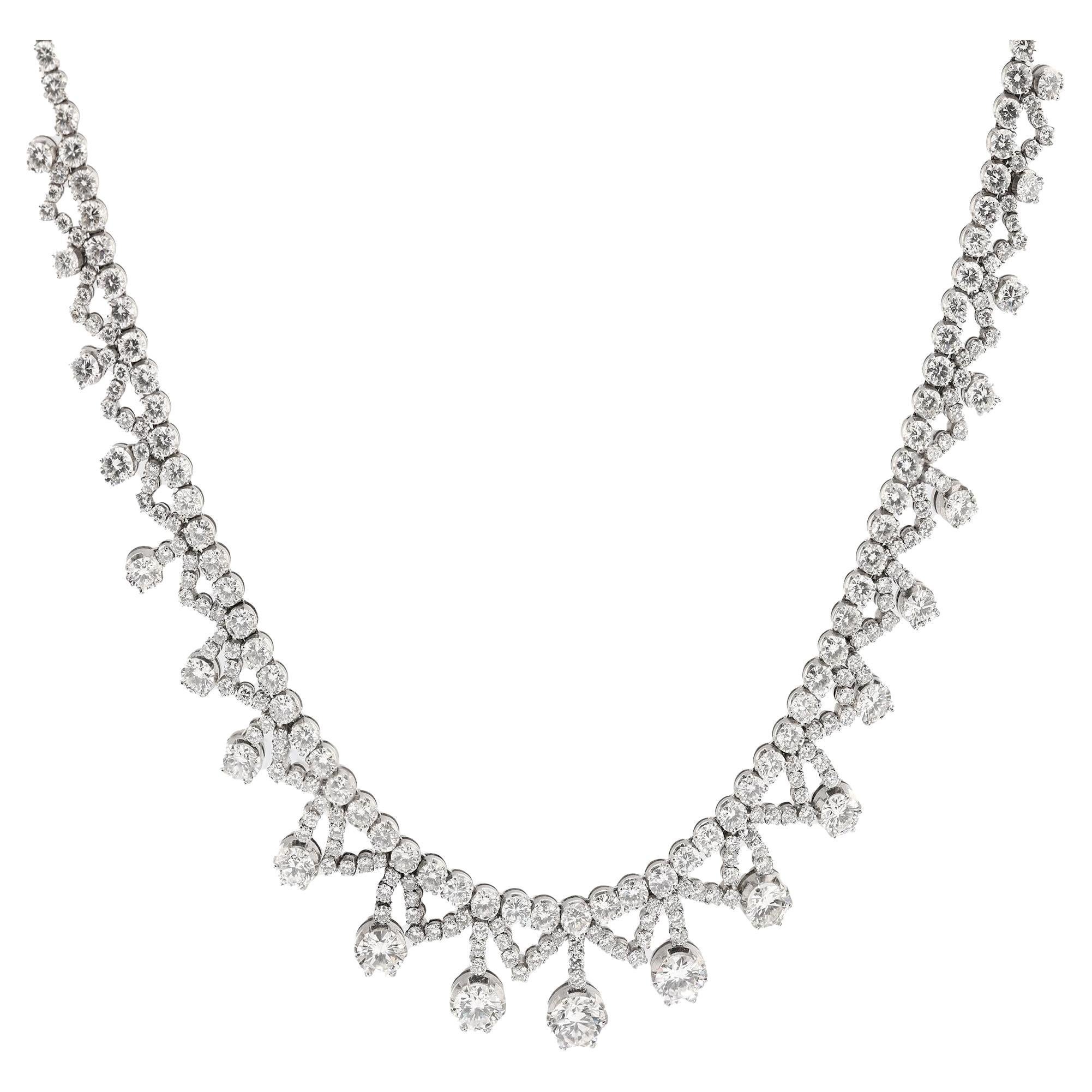 Mid Century 35 carat total weight diamond platinum cocktail necklace