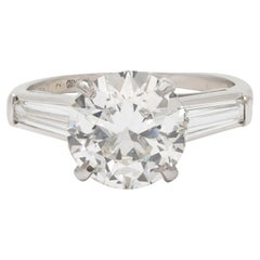 Mid-Century 3.50 CTW Diamond Platinum Vintage Engagement Ring GIA