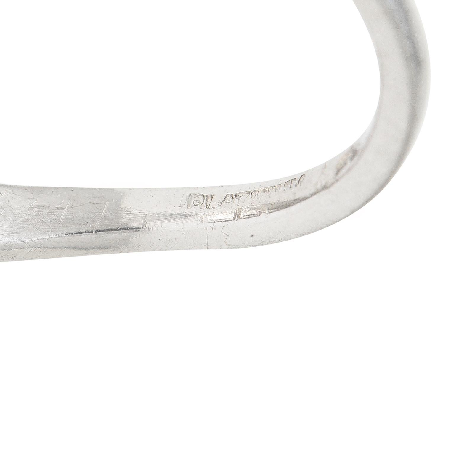Mid-Century 3.52 CTW Diamond Pinctada Pearl Platinum Toi-Et-Moi Vintage Ring GIA For Sale 1
