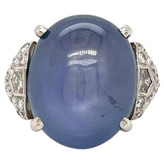 Cocktailring aus der Jahrhundertmitte mit 35 Karat Sternsaphir und Diamant, CIRCA 1955