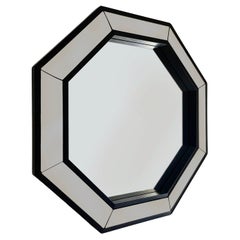 Mid Century 36" Octagonal Oak Framed Wall Mirror