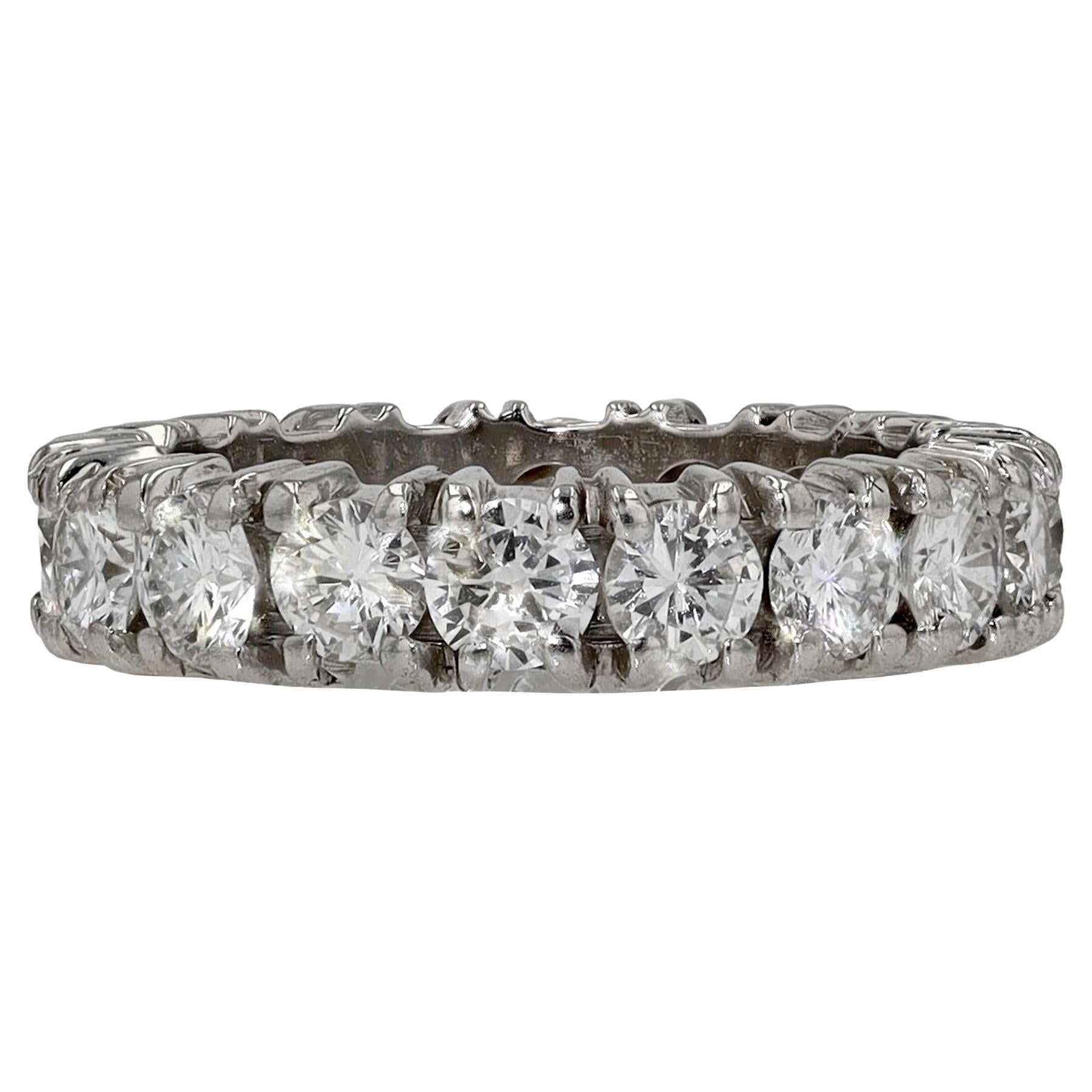 Mid Century 3.60 Carat Diamond Eternity Wedding Band For Sale