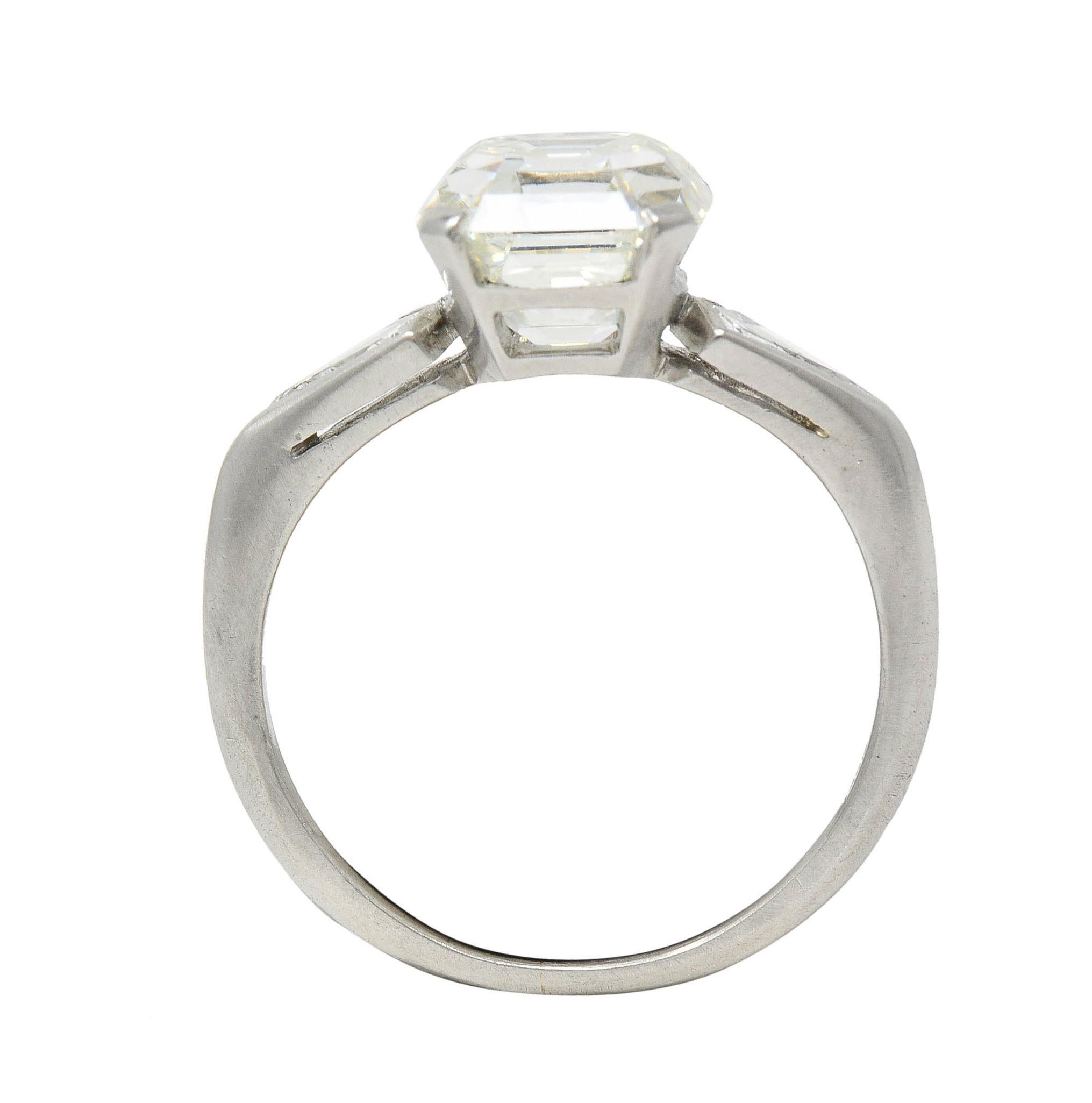 Mid-Century 3.62 CTW Asscher Cut Diamond Platinum Vintage Engagement Ring GIA For Sale 7