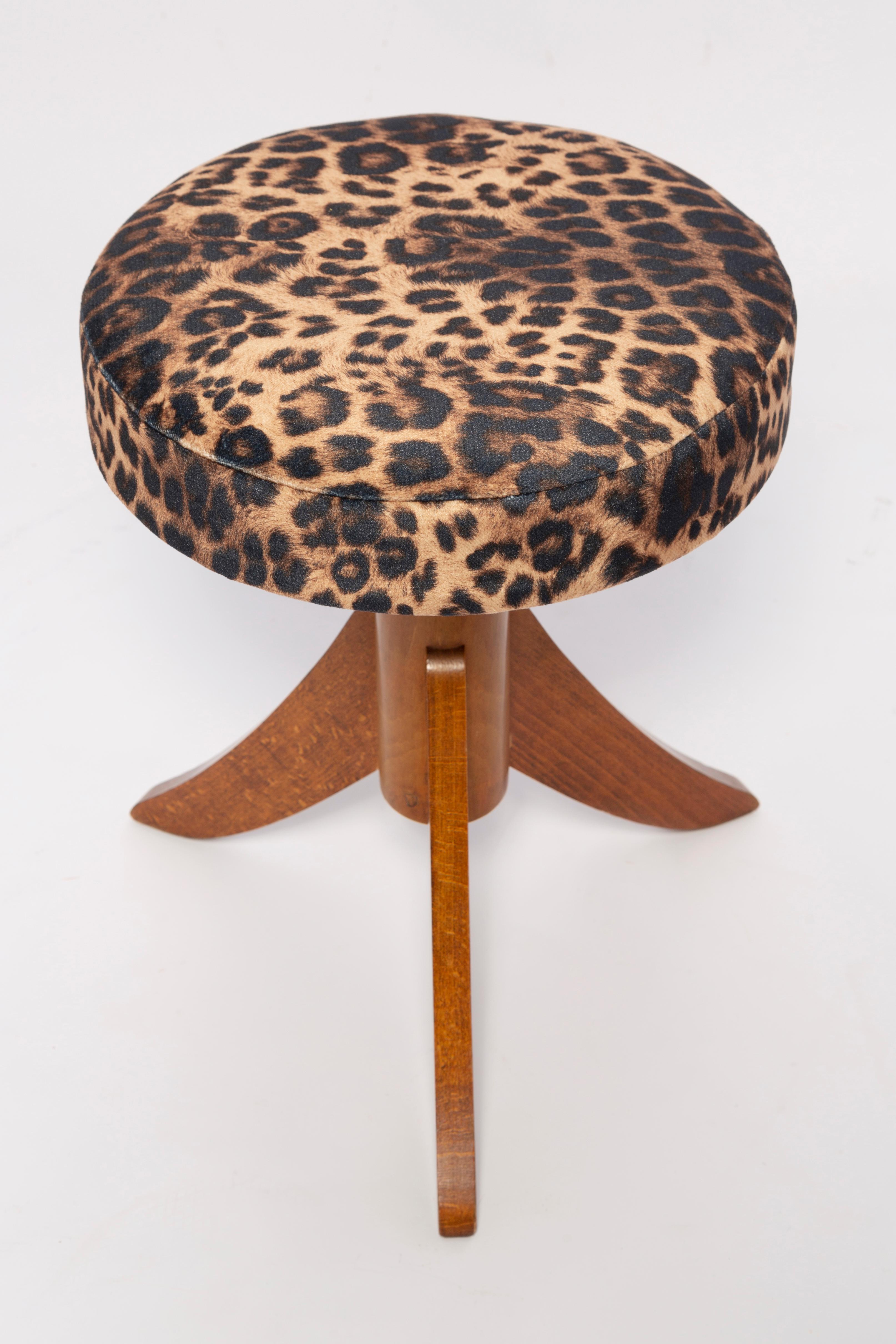 Mid-Century 366 Armchair and Stool in Leopard Velvet, by Chierowski, Europe 1960s For Sale 4