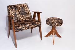 Mid-Century 366 Sessel und Hocker aus Leopardensamt, von Chierowski, Europa 1960er Jahre