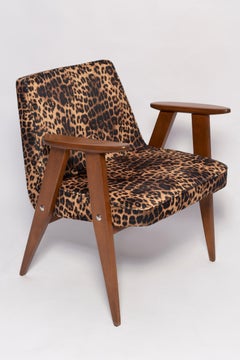 Mid-Century 366 Armchair in Leopard Print Velvet, Jozef Chierowski, Europe 1960s